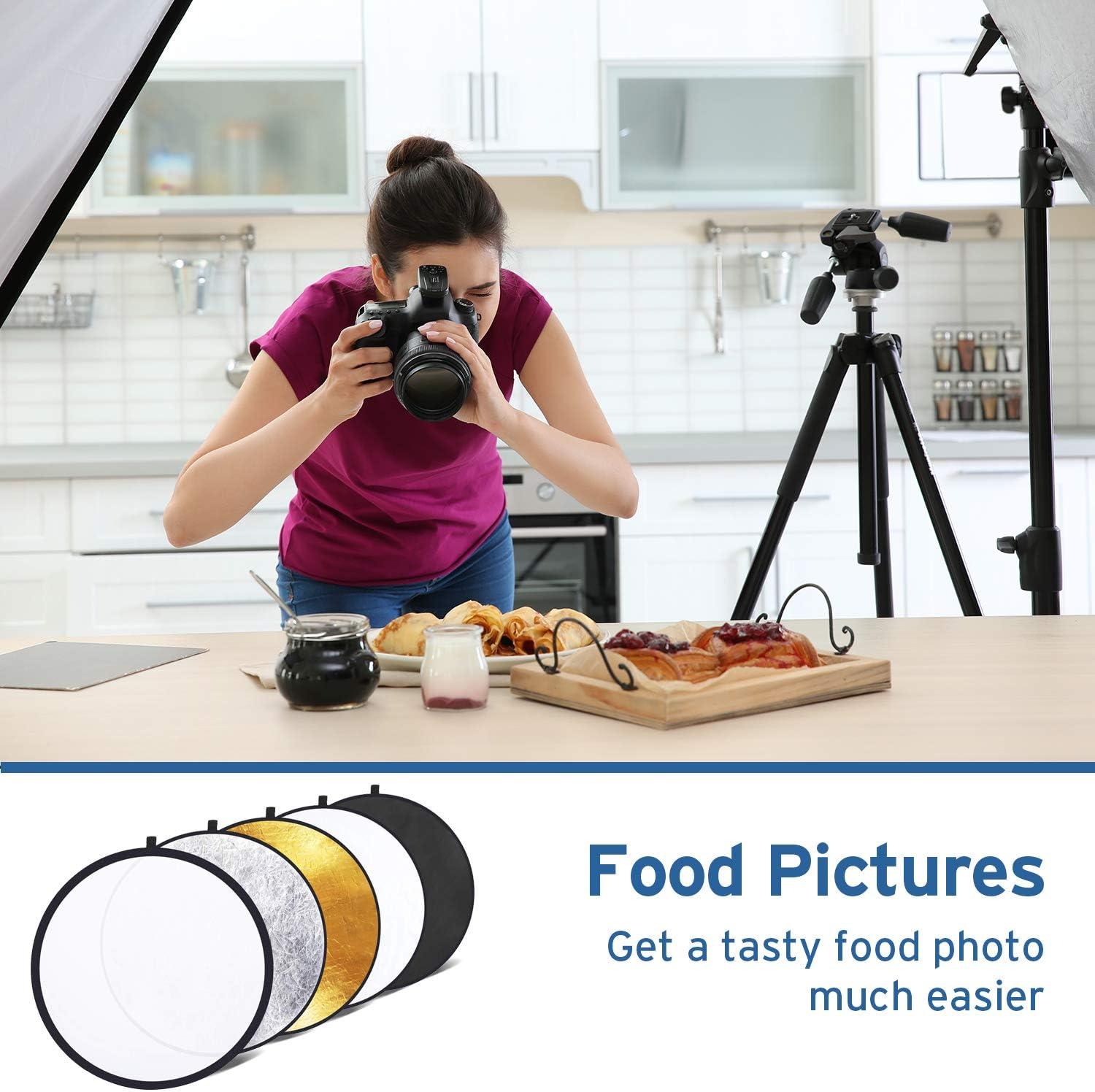 imageEtekcity 24quot 60cm 5in1 Photography Reflector MultiDisc Light Reflectors for Photography Collapsible with Bag  Translucent Silver Gold White and Black24 Inch