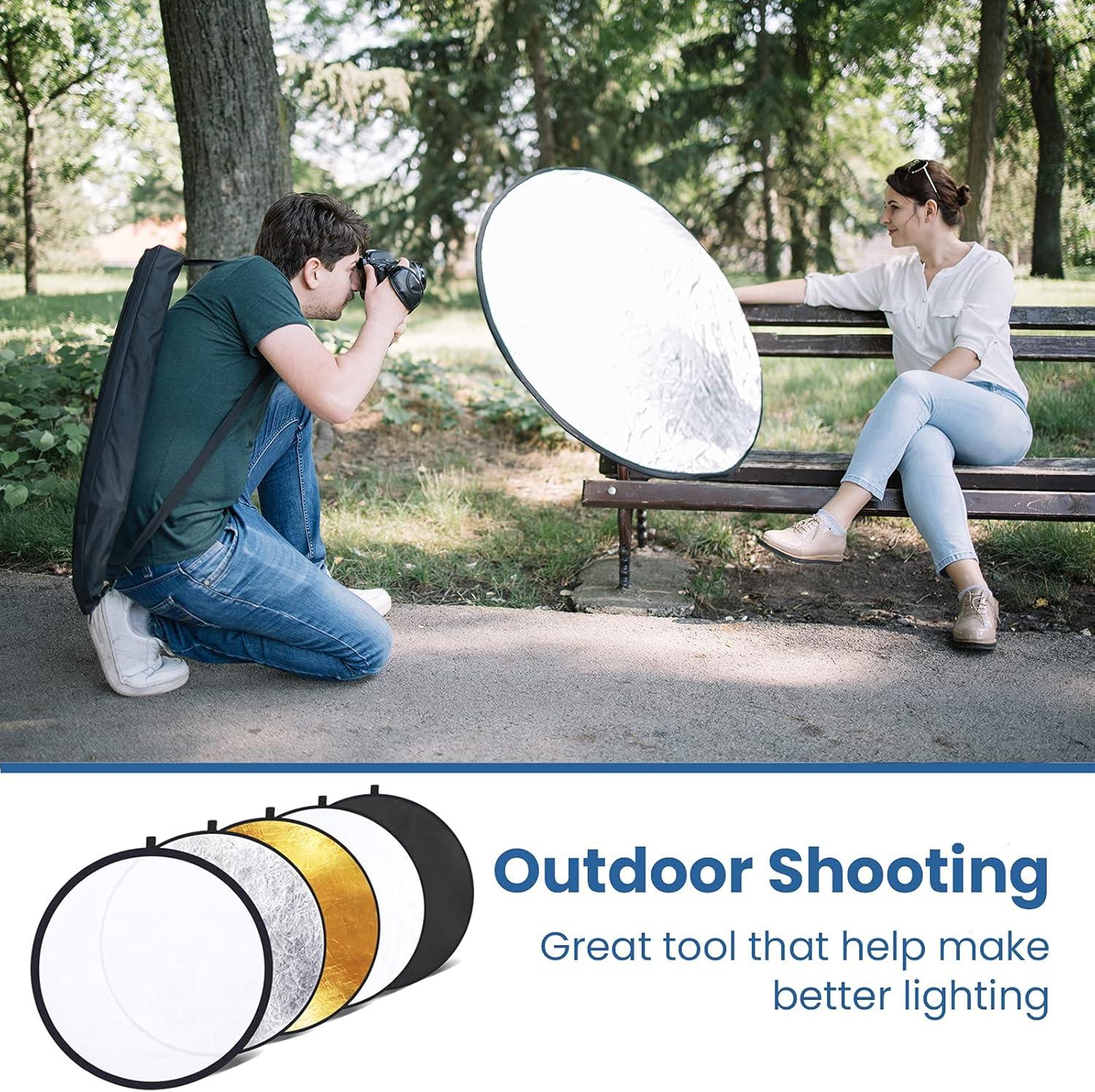 imageEtekcity 24quot 60cm 5in1 Photography Reflector MultiDisc Light Reflectors for Photography Collapsible with Bag  Translucent Silver Gold White and Black43 Inch