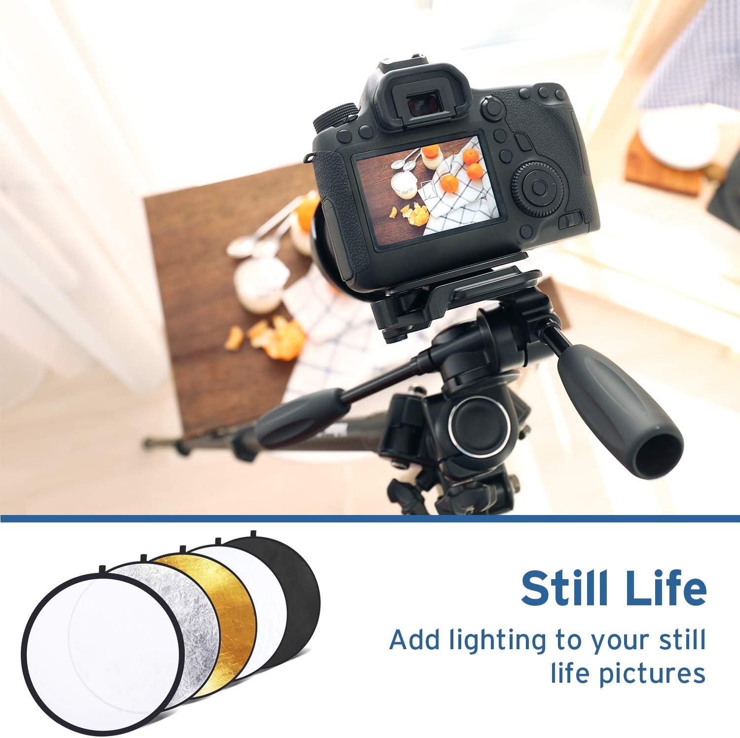 imageEtekcity 24quot 60cm 5in1 Photography Reflector MultiDisc Light Reflectors for Photography Collapsible with Bag  Translucent Silver Gold White and Black43 Inch