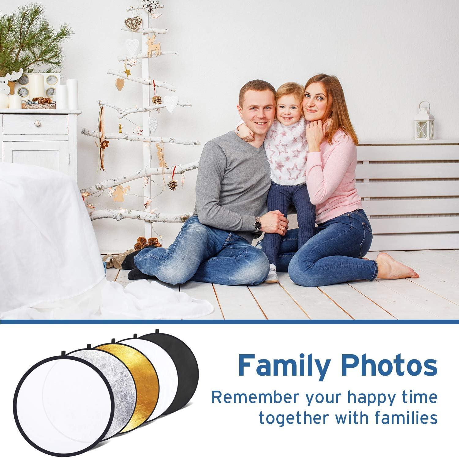 imageEtekcity 24quot 60cm 5in1 Photography Reflector MultiDisc Light Reflectors for Photography Collapsible with Bag  Translucent Silver Gold White and Black24 Inch