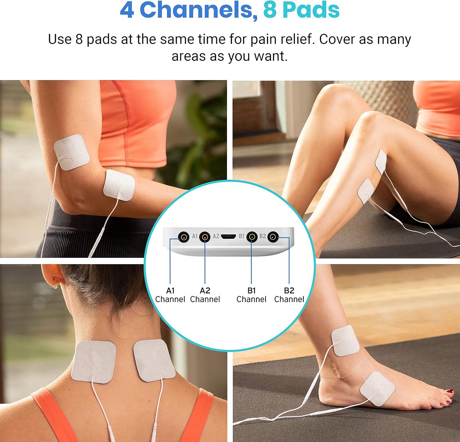 imageEtekcity 4Channel Rechargeable TENS Unit  Muscle Stimulator for DrugFree Pain Relief AfterExercise Relaxation Physical Therapy 8 Electrode Pads Back Neck Shoulder Sciatica Period Cramps