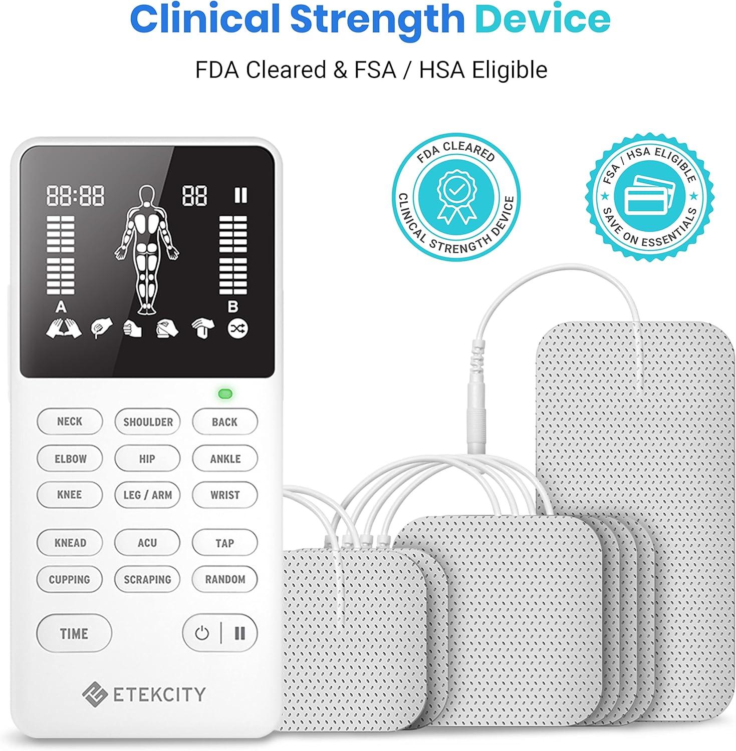 imageEtekcity 4Channel Rechargeable TENS Unit  Muscle Stimulator for DrugFree Pain Relief AfterExercise Relaxation Physical Therapy 8 Electrode Pads Back Neck Shoulder Sciatica Period Cramps
