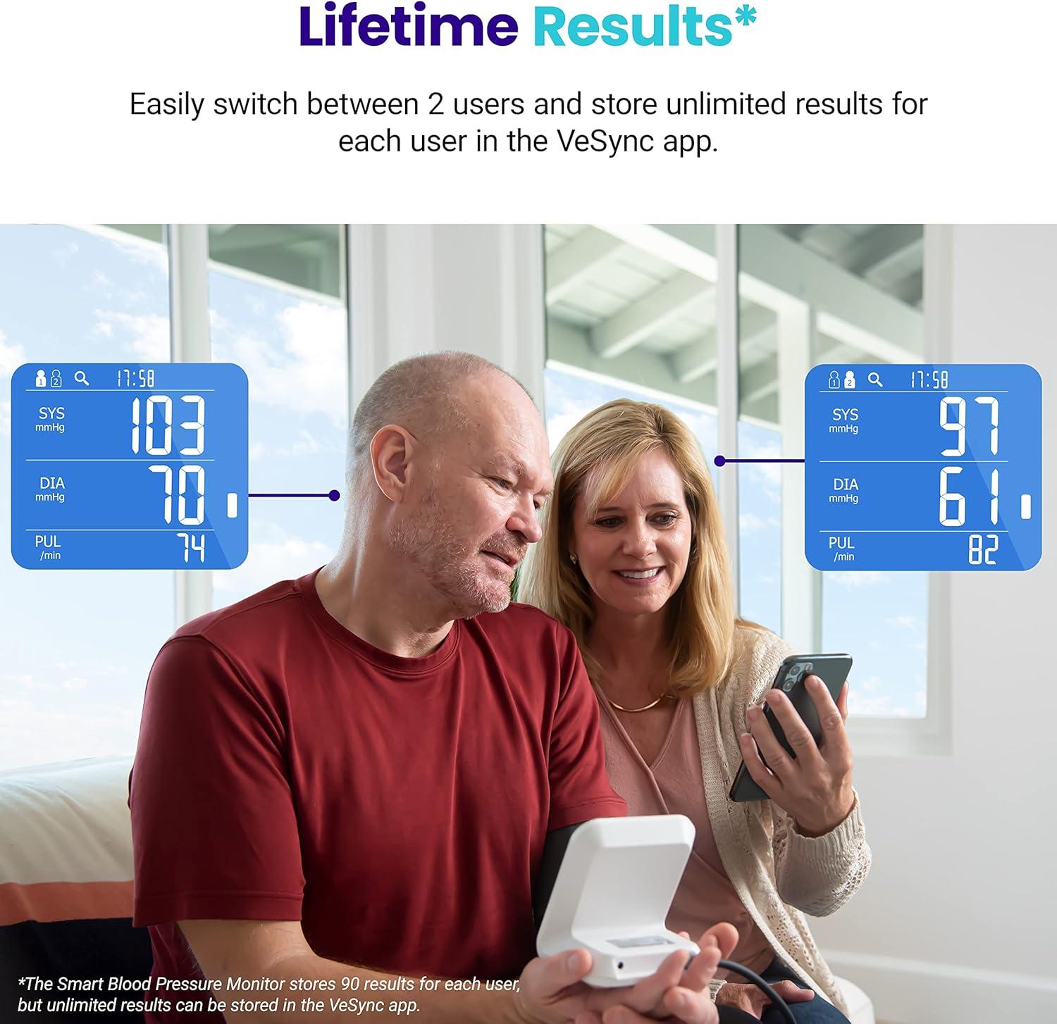 imageEtekcity Bluetooth Blood Pressure Monitor Smart Upper Arm Automatic BP Machine with App Rechargeable Wide Cuff 86quot165quot Irregular Heartbeat Detection Home Medical Diagnostic Kit Wearables