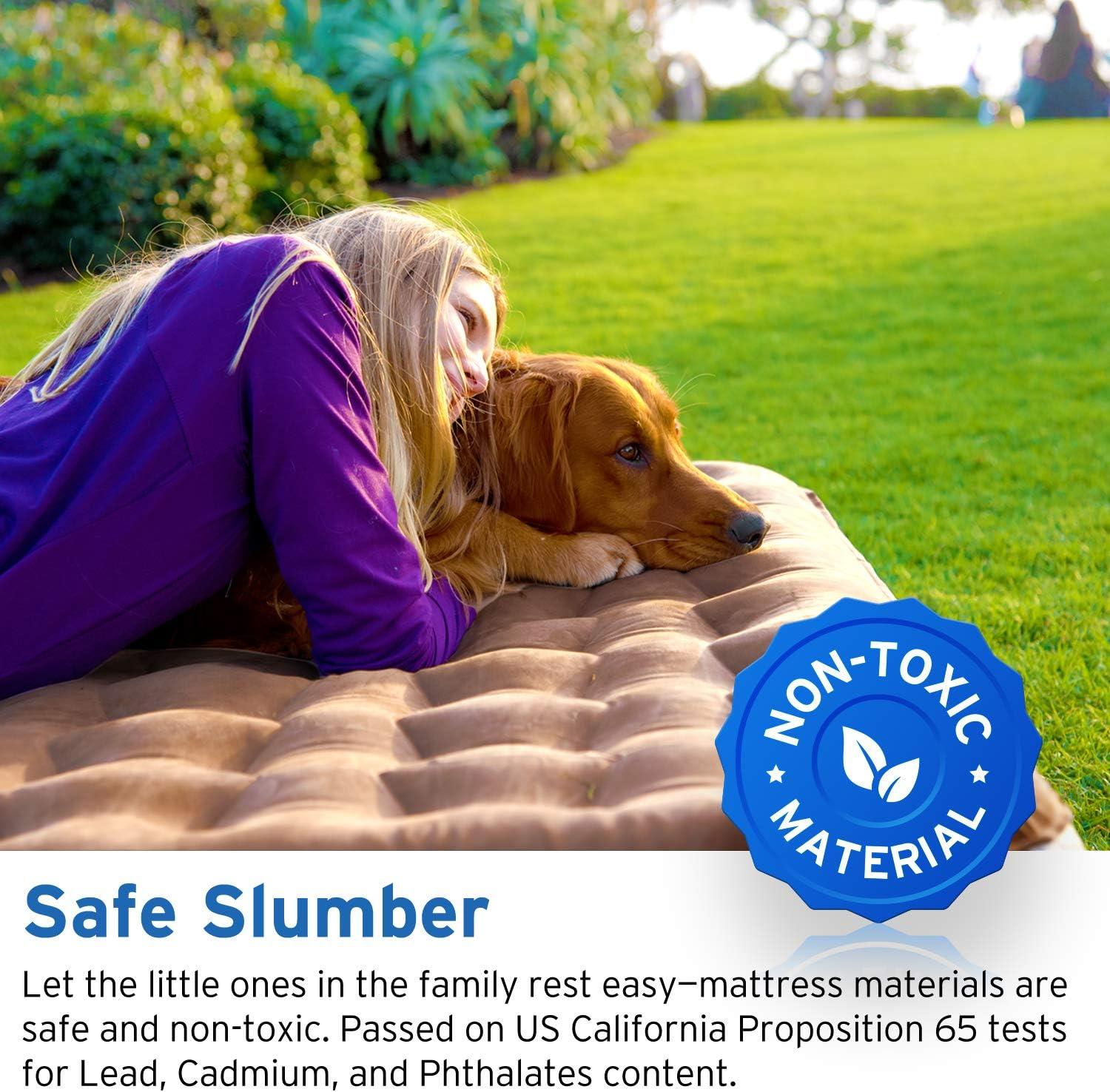 imageEtekcity Camping Air Mattress Inflatable Mattress Air Bed Queen Twin with Rechargeable Pump LeakProof Blow Up Mattress Raised Airbed  Height 9quot Storage Bag  BrownQueen