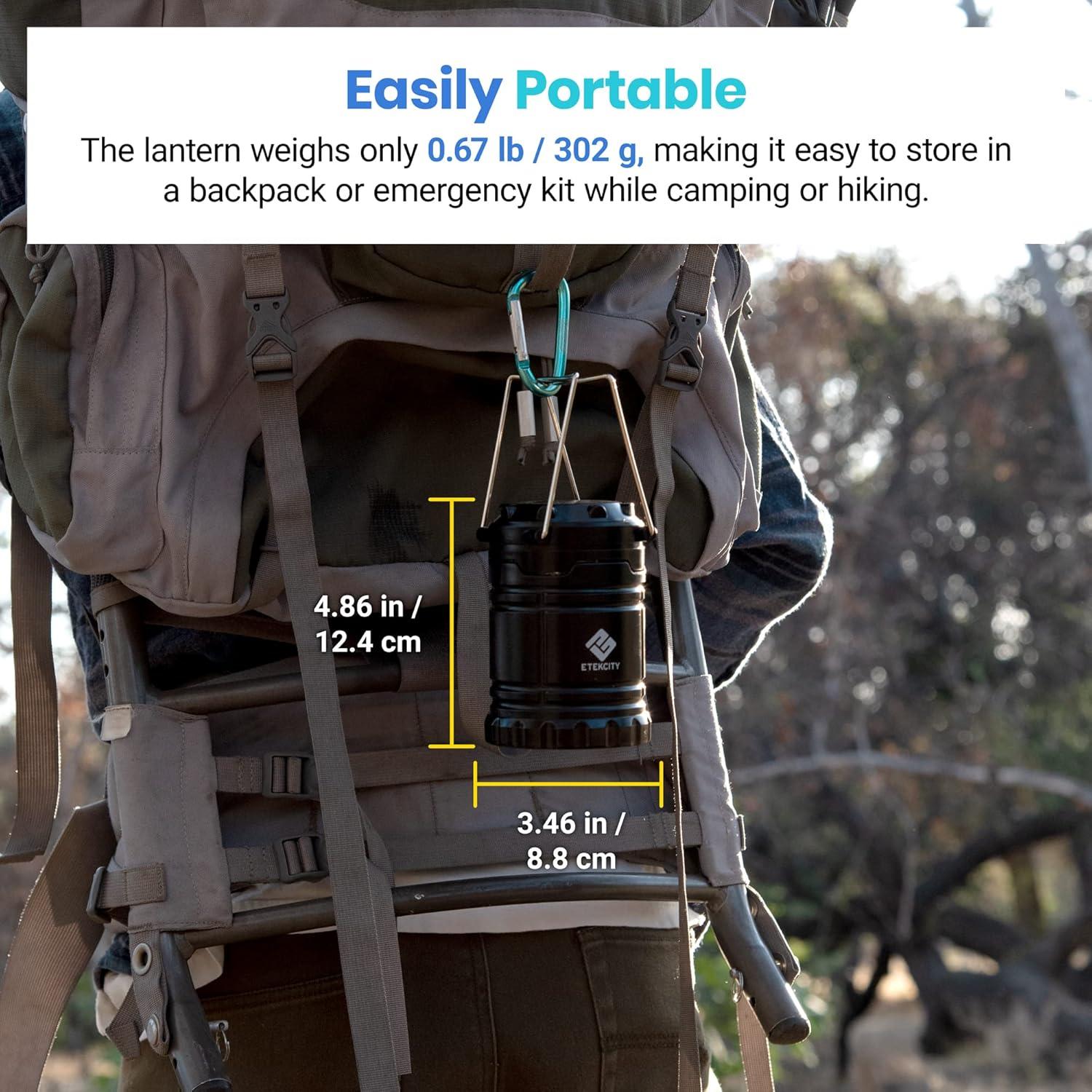 imageEtekcity Camping Lanterns for Power Outages 4 Pack Flashlight for Camping Essentials Survival Kit and Gear Hurricane Preparedness Items Emergency Led Battery Operated Lights Black