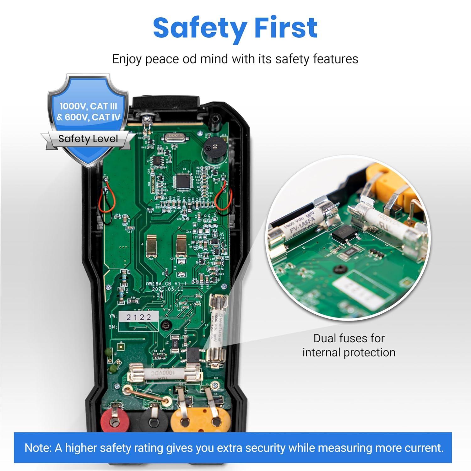 imageEtekcity Digital Multimeter Voltmeter Tester TRMS 6000 Counts AC DC Current Voltage Meter Amp Ohm Diode Capacitance Frequency Temperature NCV Resistance Red MSRA2000Upgrade