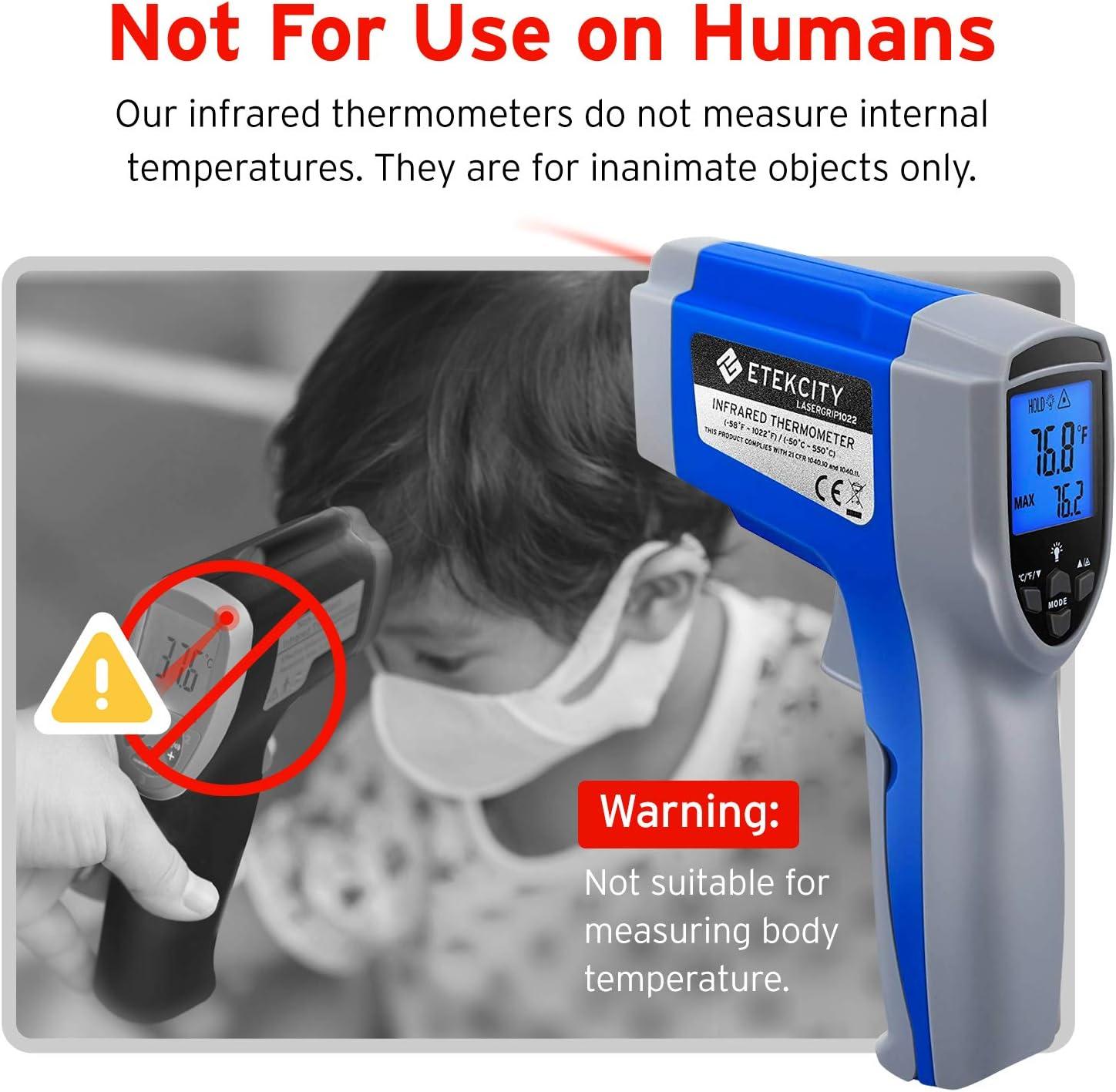 imageEtekcity Digital Thermometers Noncontact58F 1022F 50C  550C ith Adjustable Emissivity ampamp Max Measure for Meat Refrigerator Pool Oven Blue