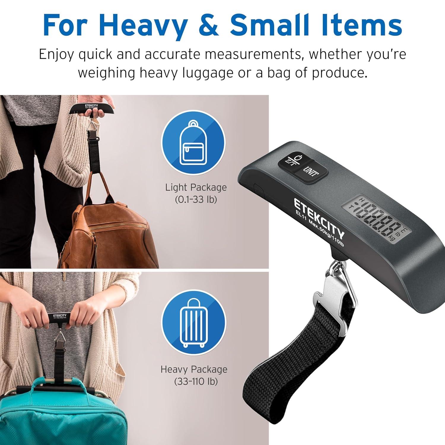 imageEtekcity Fishing Scale with Backlit LCD Display 110lb50kg Digital Electronic Hanging Hook Scale with Batteries and Carry Pouch Included Black NonSlip HandleCharcoal Gray