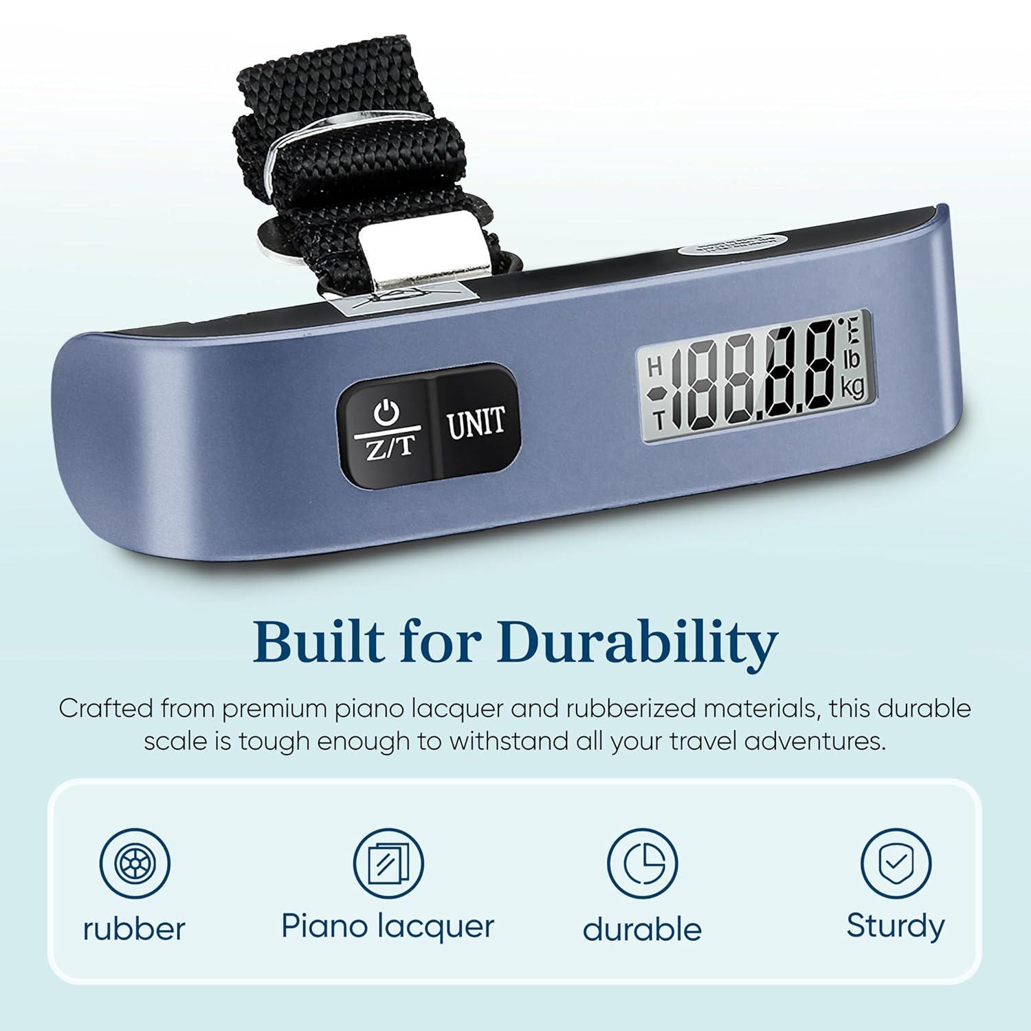 imageEtekcity Fishing Scale with Backlit LCD Display 110lb50kg Digital Electronic Hanging Hook Scale with Batteries and Carry Pouch Included Black NonSlip HandleBright Blue