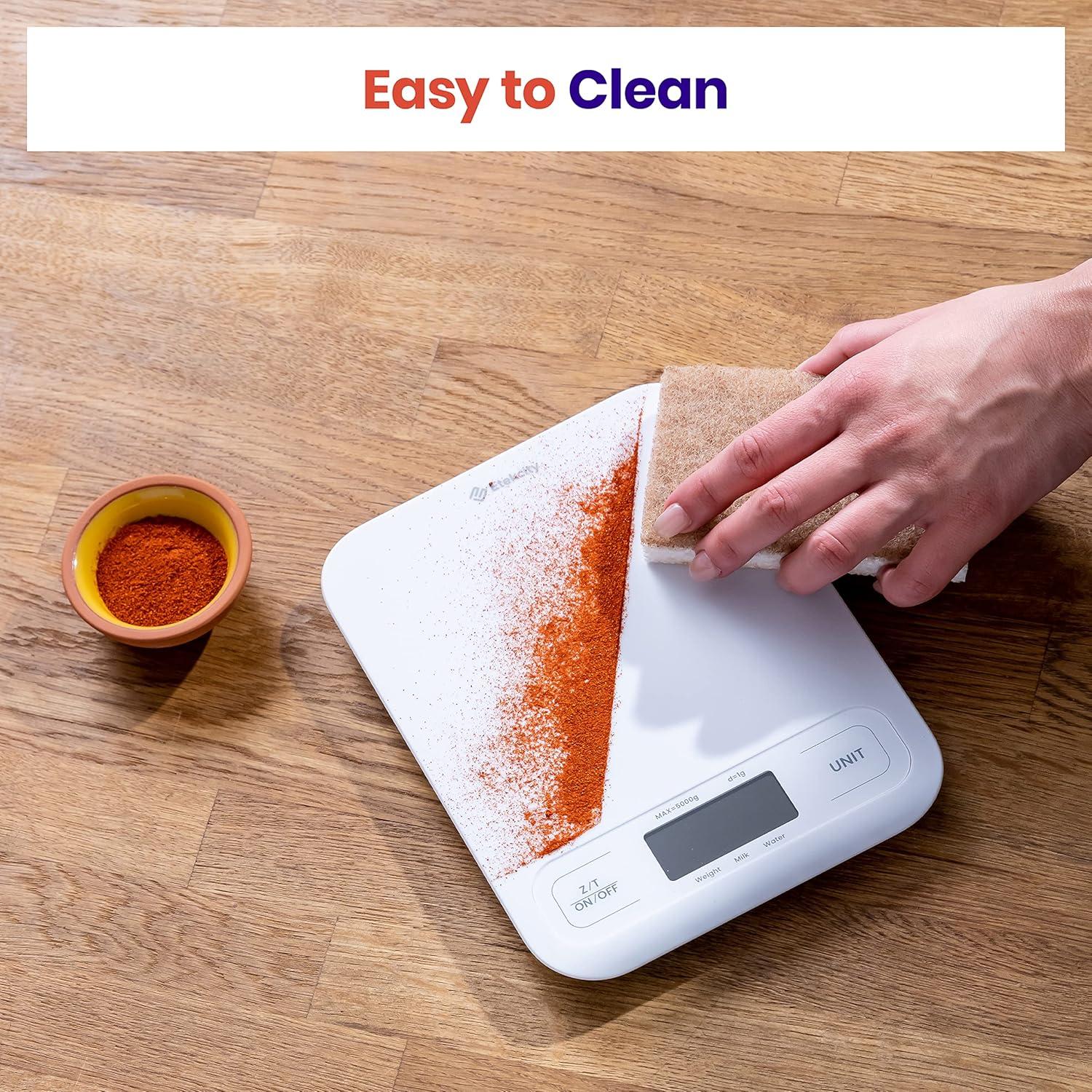 imageEtekcity Food Kitchen Scale Digital Grams and Ounces for Weight Loss Baking Cooking Keto and Meal Prep LCD Display Medium 304 Stainless SteelLarge SizeWhite