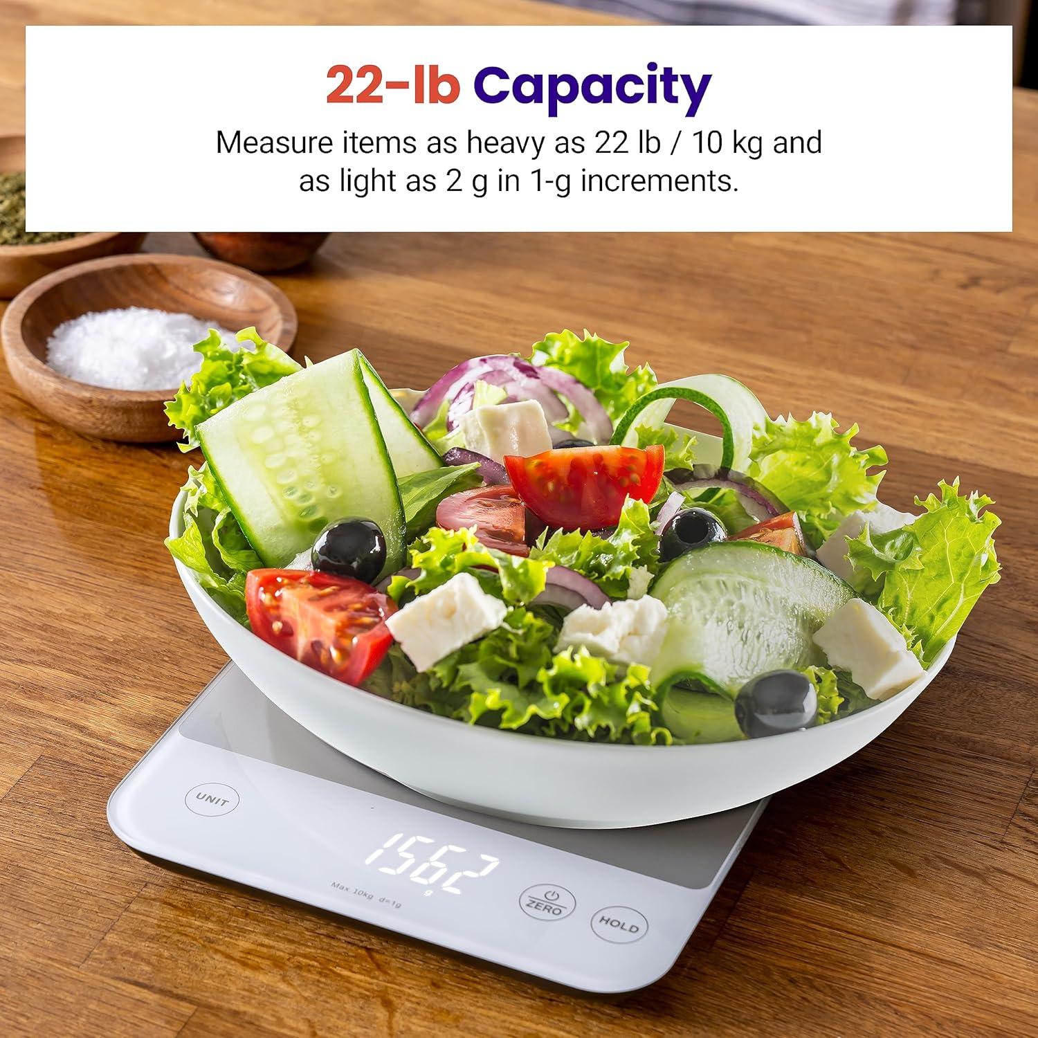 imageEtekcity Food Kitchen Scale Digital Grams and Ounces for Weight Loss Baking Cooking Keto and Meal Prep LCD Display Medium 304 Stainless SteelLarge22lb
