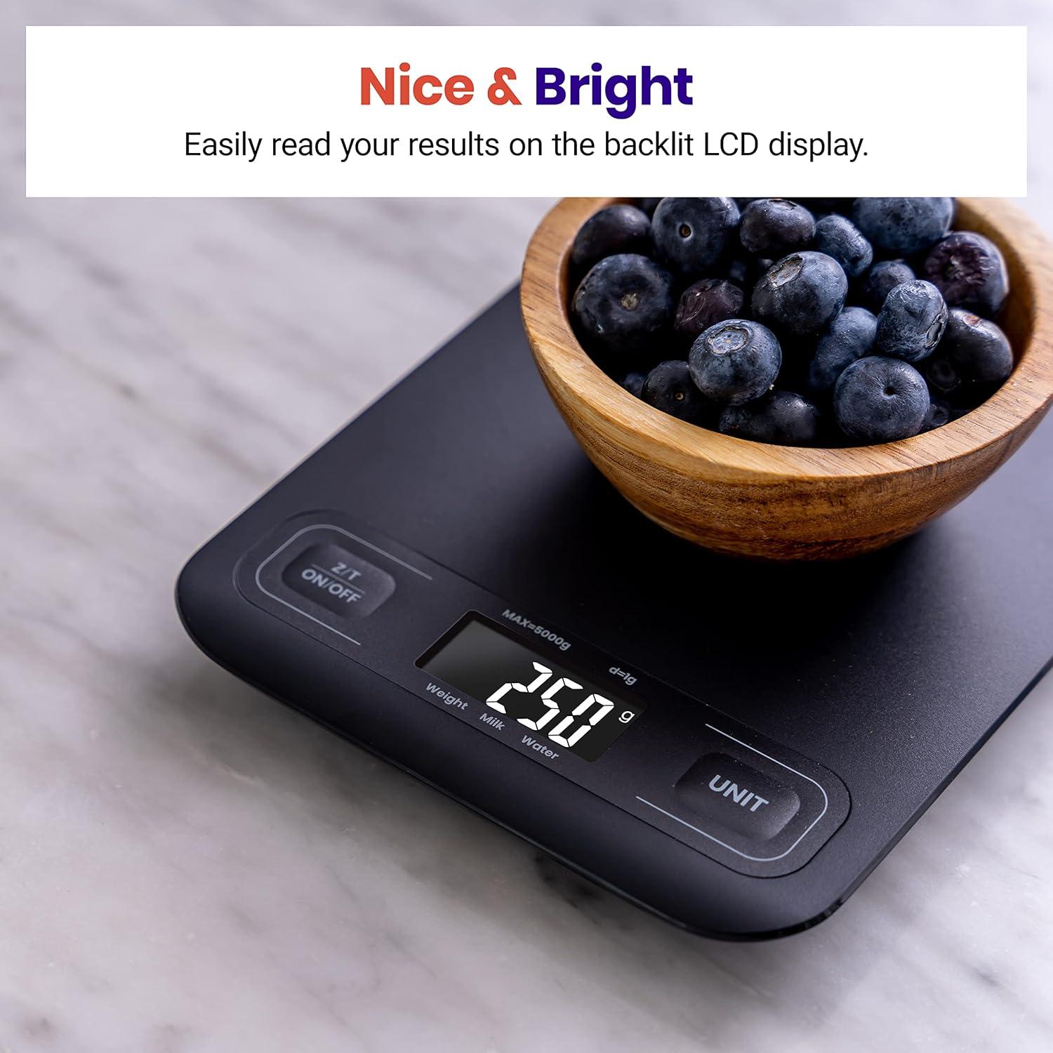 imageEtekcity Food Kitchen Scale Digital Grams and Ounces for Weight Loss Baking Cooking Keto and Meal Prep LCD Display Medium 304 Stainless SteelMedium SizeBlack
