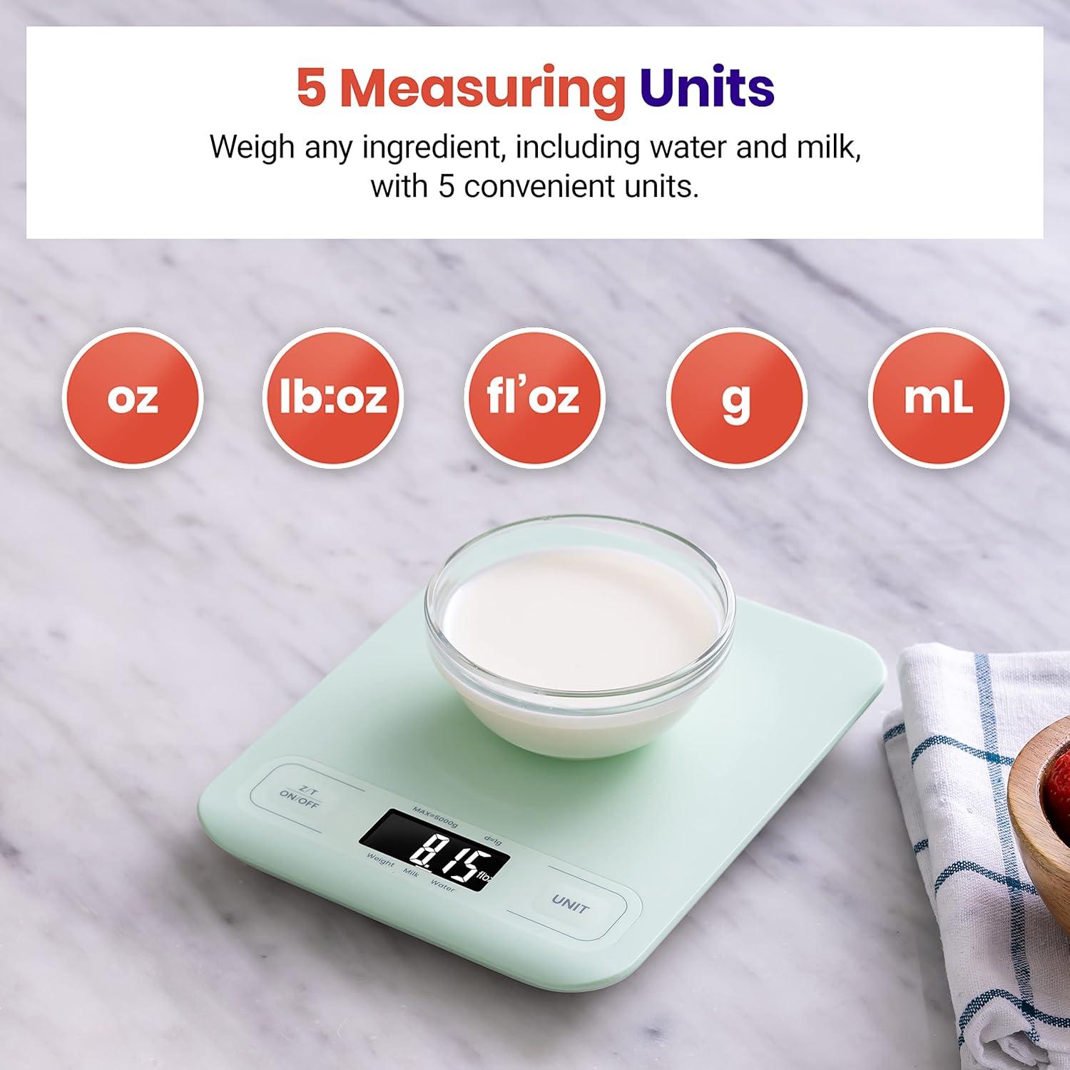 imageEtekcity Food Kitchen Scale Digital Grams and Ounces for Weight Loss Baking Cooking Keto and Meal Prep LCD Display Medium 304 Stainless SteelMediumGreen
