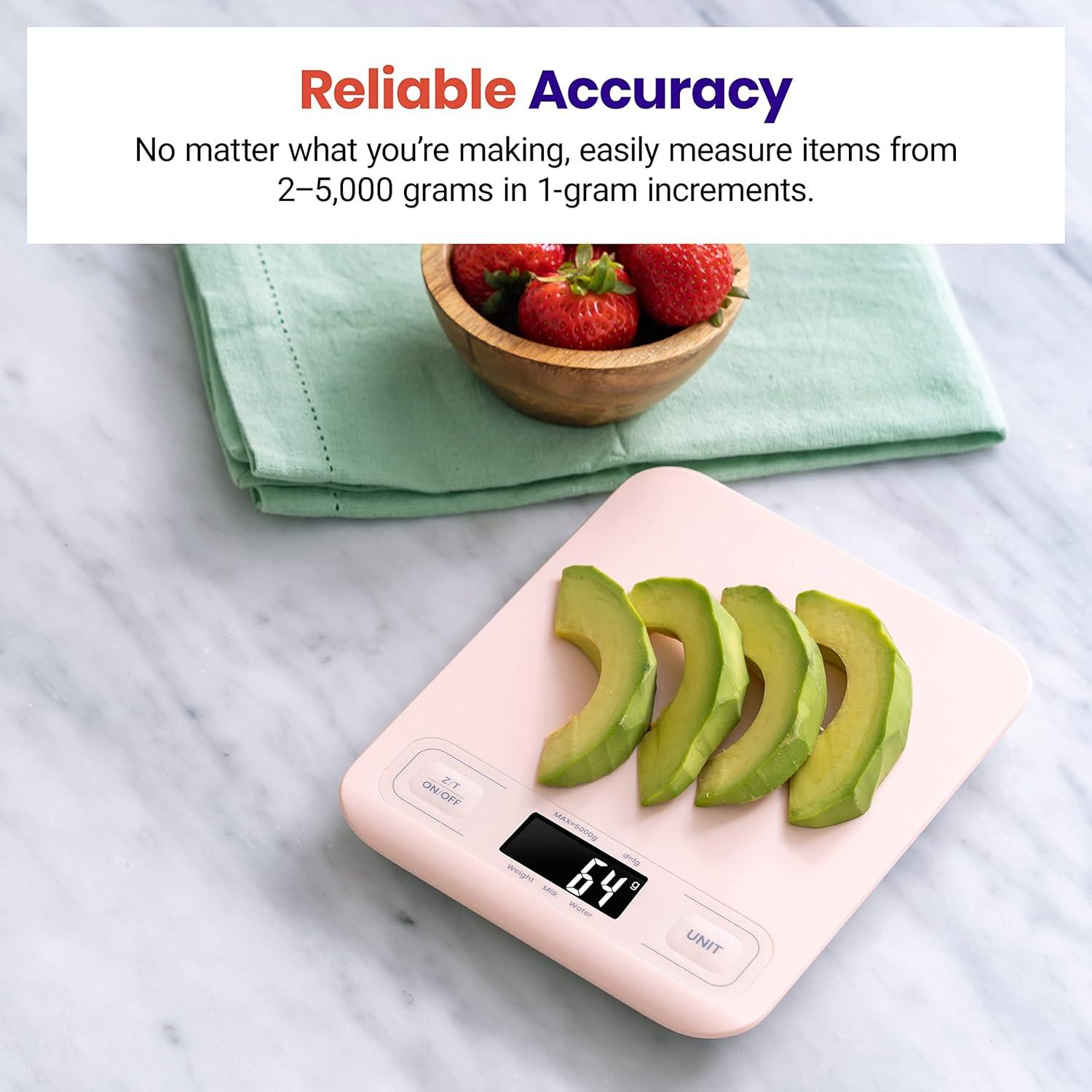 imageEtekcity Food Kitchen Scale Digital Grams and Ounces for Weight Loss Baking Cooking Keto and Meal Prep LCD Display Medium 304 Stainless SteelMediumPink