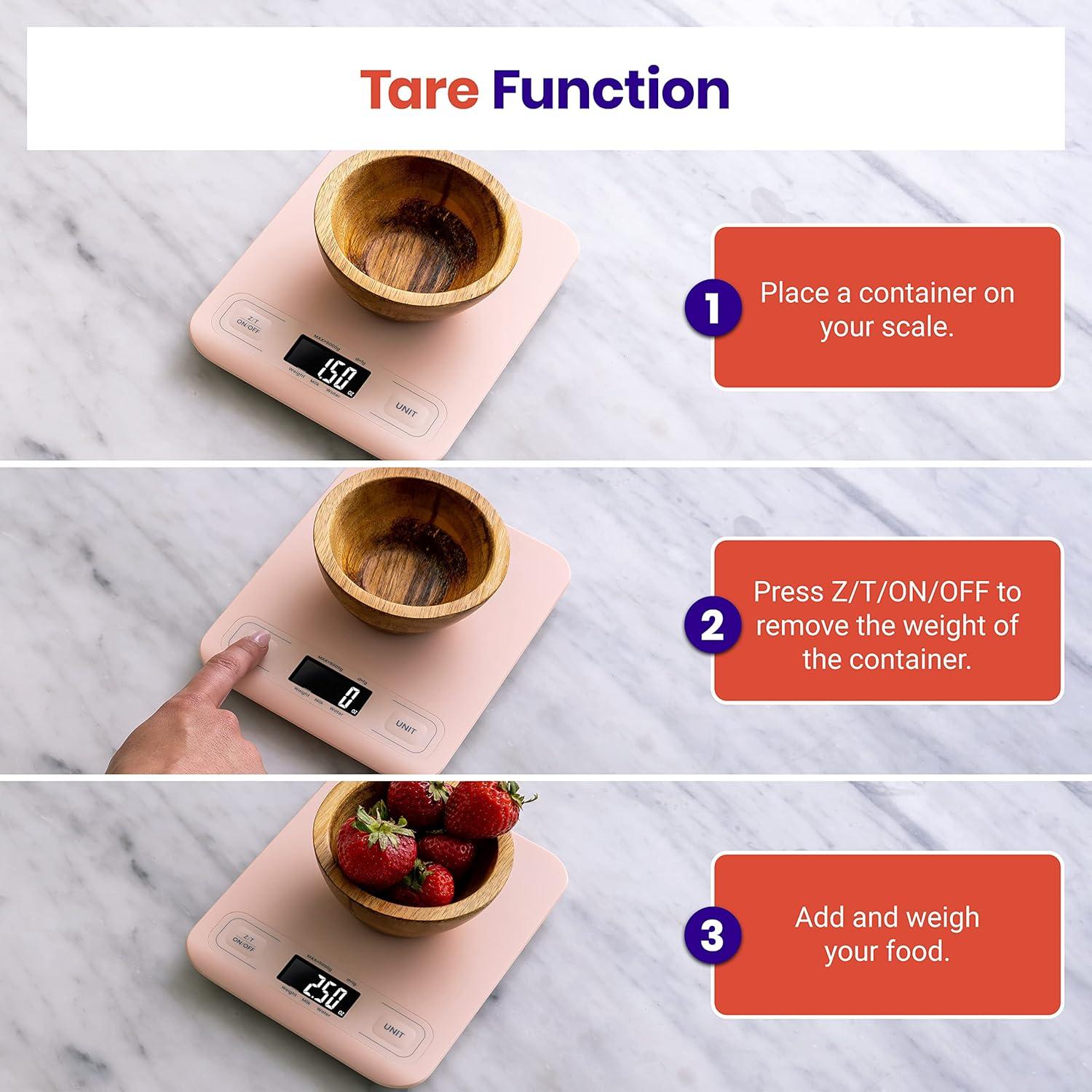 imageEtekcity Food Kitchen Scale Digital Grams and Ounces for Weight Loss Baking Cooking Keto and Meal Prep LCD Display Medium 304 Stainless SteelMediumPink