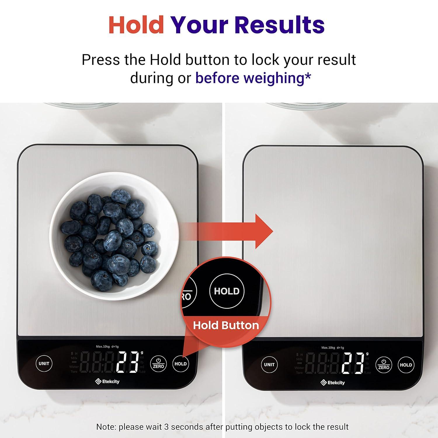 imageEtekcity Food Kitchen Scale Digital Grams and Ounces for Weight Loss Baking Cooking Keto and Meal Prep LCD Display Medium 304 Stainless SteelSmartStainless Steel