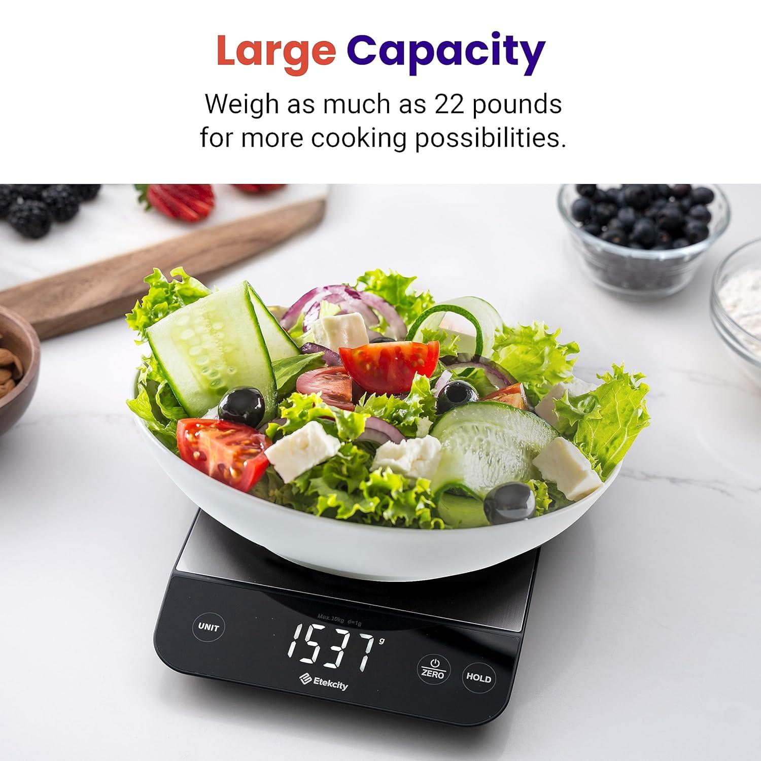 imageEtekcity Food Kitchen Scale Digital Grams and Ounces for Weight Loss Baking Cooking Keto and Meal Prep LCD Display Medium 304 Stainless SteelStainless SteelSilver