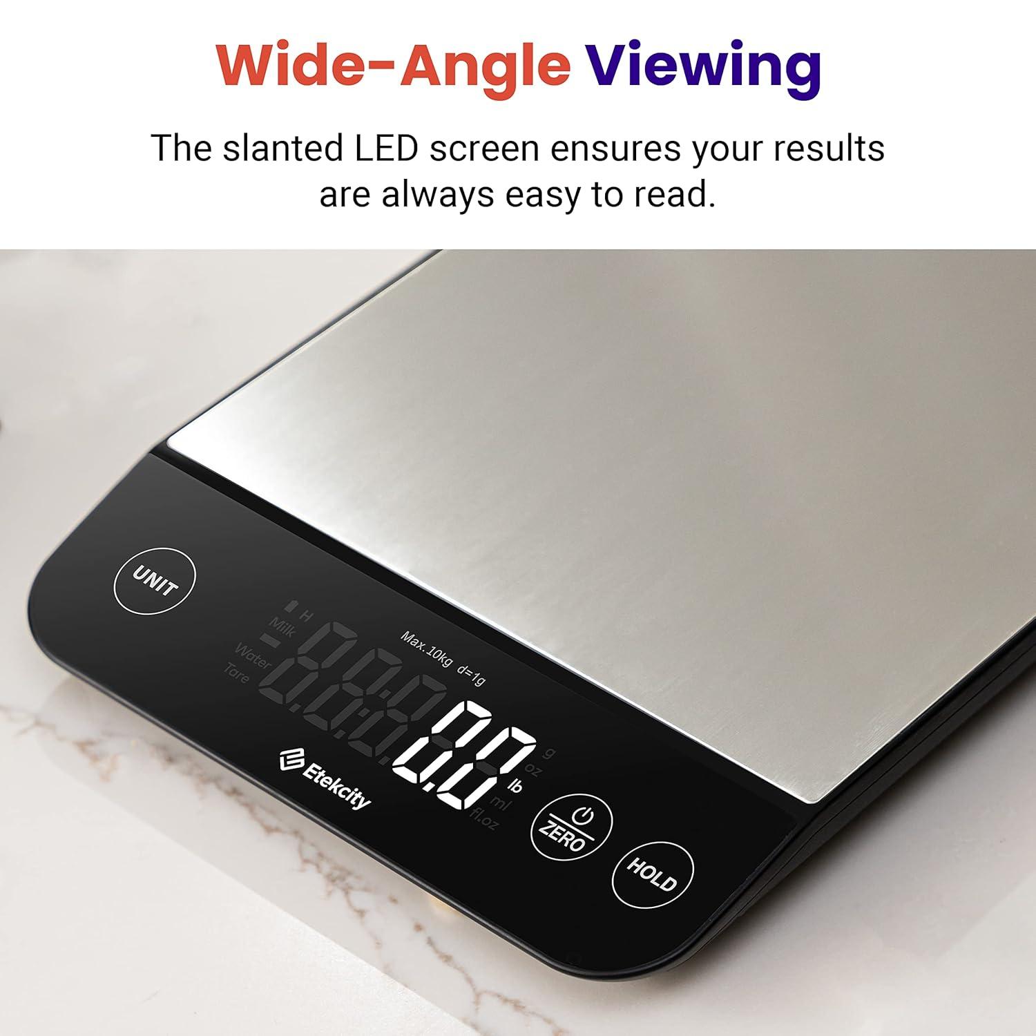 imageEtekcity Food Kitchen Scale Digital Grams and Ounces for Weight Loss Baking Cooking Keto and Meal Prep LCD Display Medium 304 Stainless SteelStainless SteelSilver