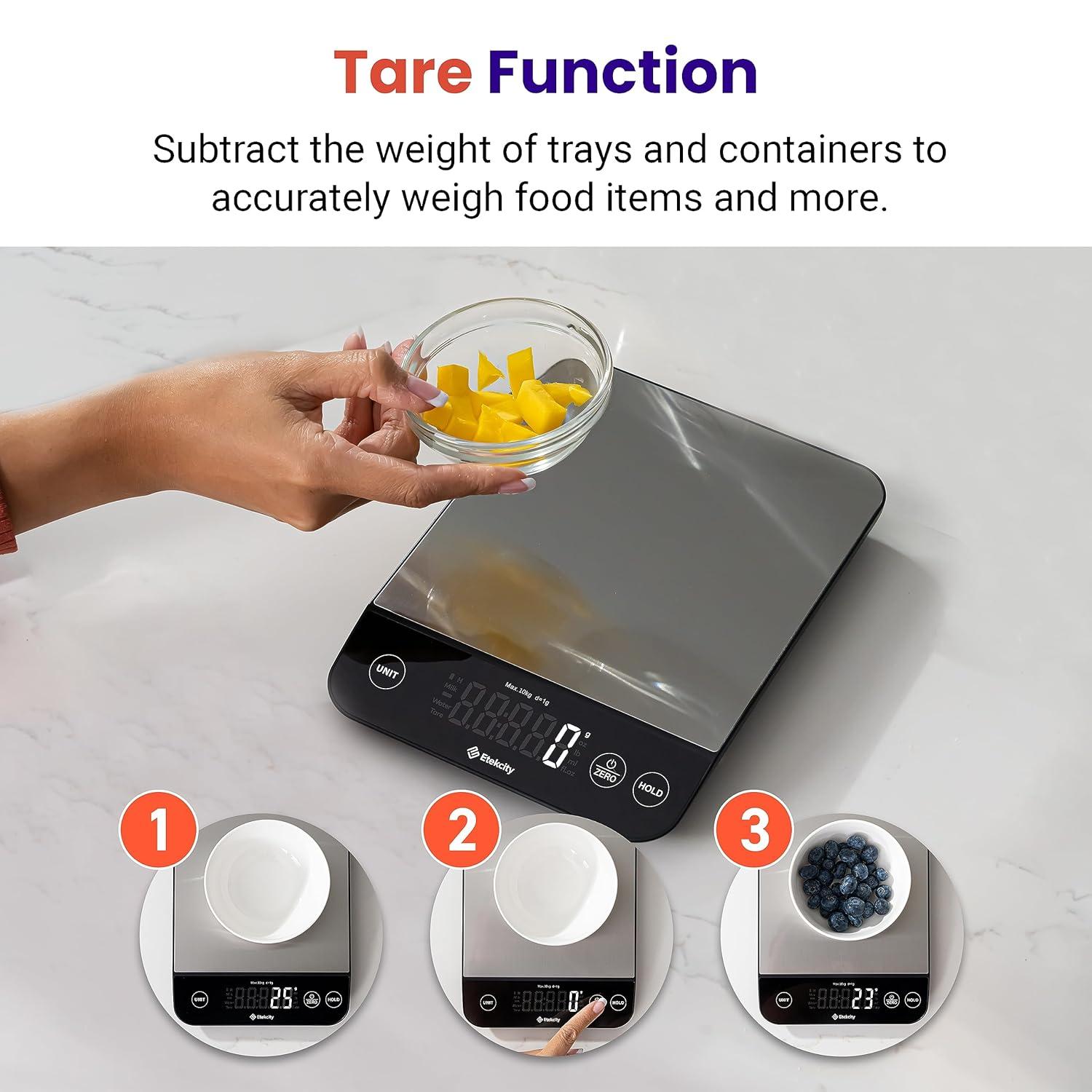 imageEtekcity Food Kitchen Scale Digital Grams and Ounces for Weight Loss Baking Cooking Keto and Meal Prep LCD Display Medium 304 Stainless SteelStainless SteelSilver