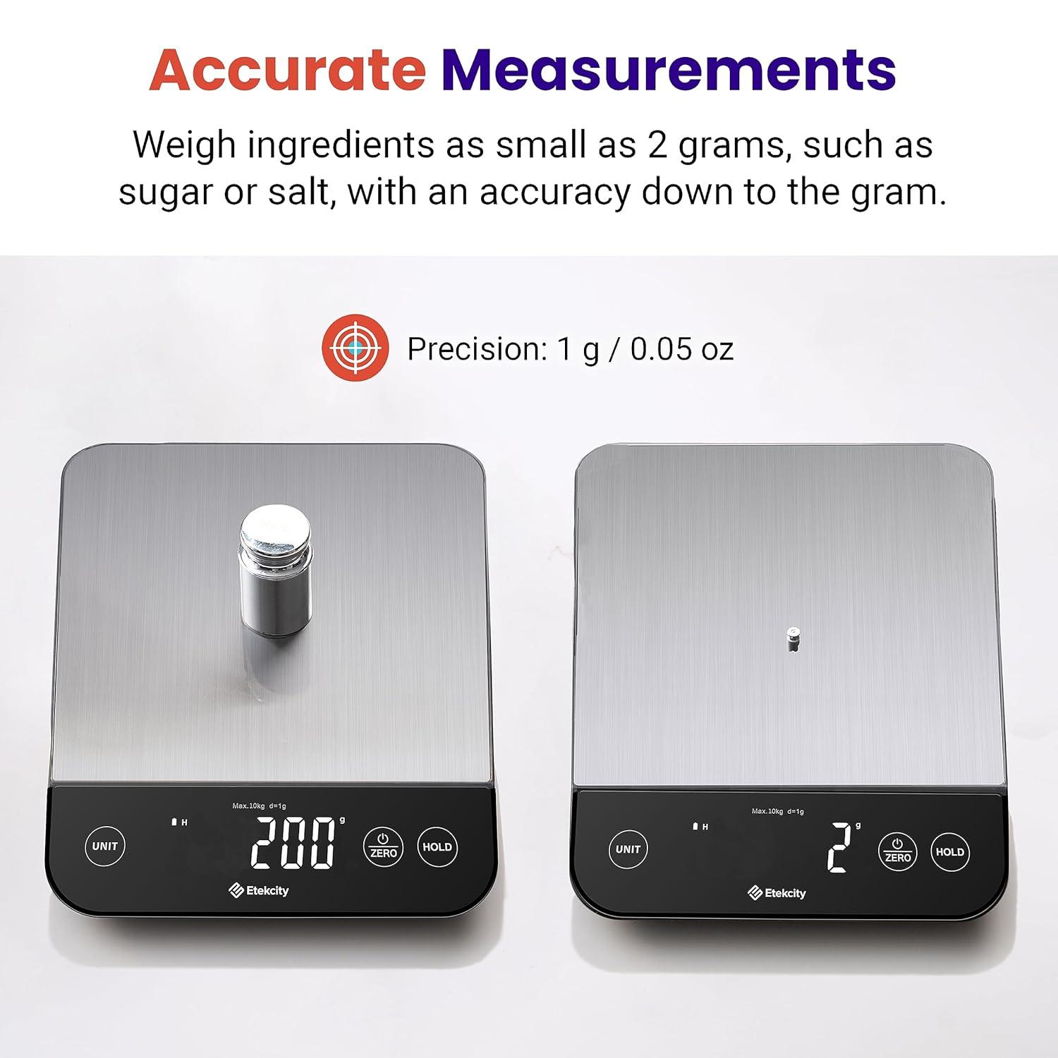 imageEtekcity Food Kitchen Scale Digital Grams and Ounces for Weight Loss Baking Cooking Keto and Meal Prep LCD Display Medium 304 Stainless SteelStainless SteelSilver