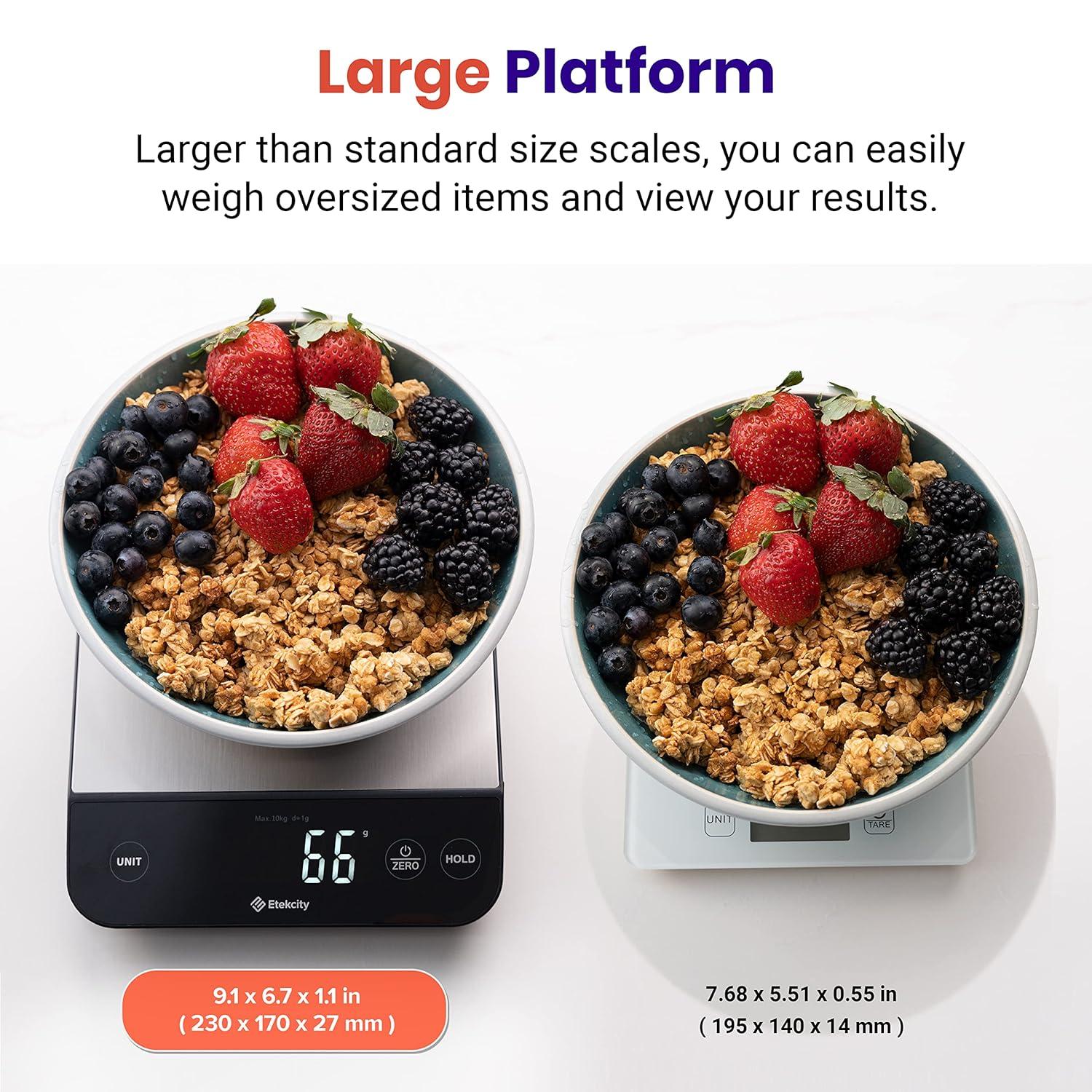 imageEtekcity Food Kitchen Scale Digital Grams and Ounces for Weight Loss Baking Cooking Keto and Meal Prep LCD Display Medium 304 Stainless SteelStainless SteelSilver