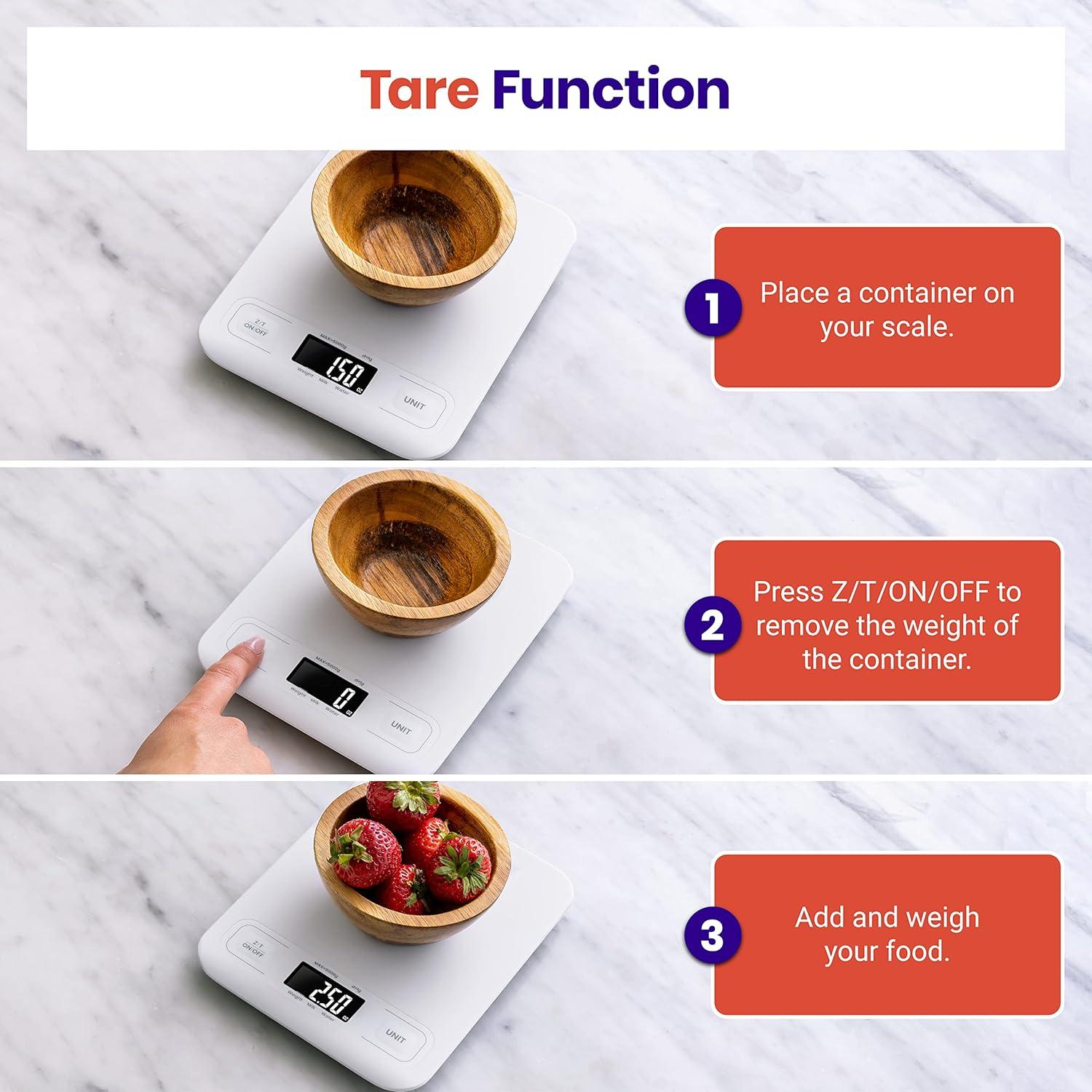 imageEtekcity Food Kitchen Scale Digital Grams and Ounces for Weight Loss Baking Cooking Keto and Meal Prep LCD Display Medium 304 Stainless SteelWhite
