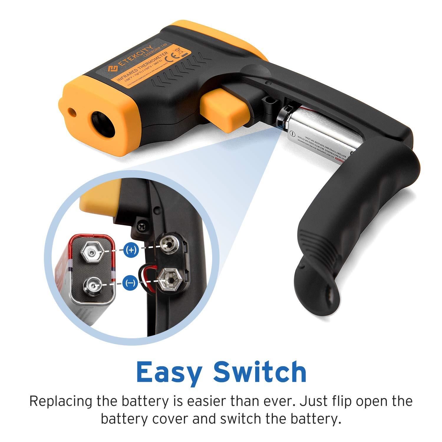 imageEtekcity Infrared Thermometer 749 Not for Human Temperature Gun NonContact Digital Lasergrip with LCD Backlit Display 58 to 716 50 to 380 BlackYellowYellow
