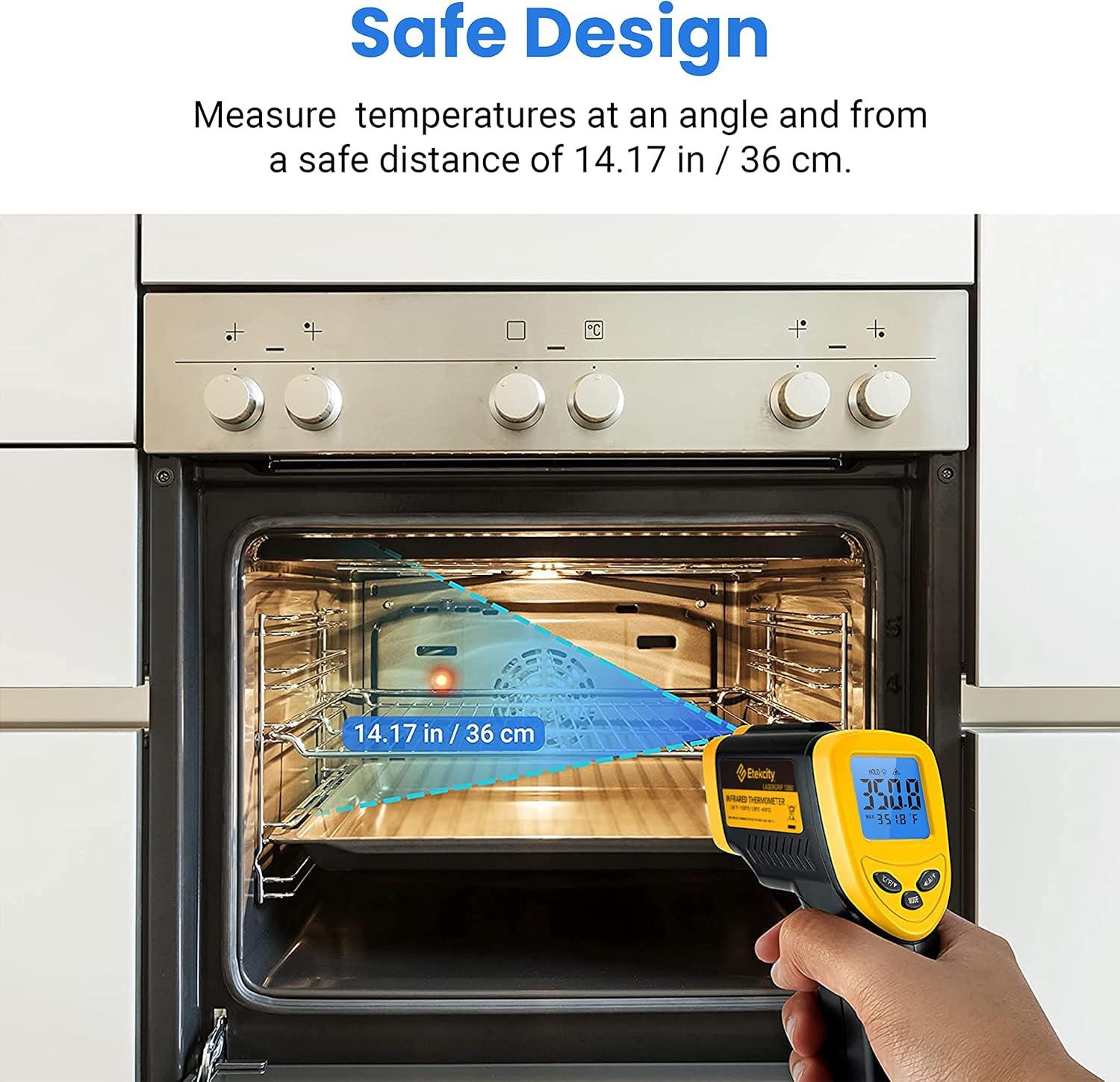 imageEtekcity Infrared Thermometer Temperature Gun 1080 58F to 1130F for Meat Food Pizza Oven Griddle Accessories Heat Gun for Cooking Kitchen Fridge ReptileBBQBlack Yellow