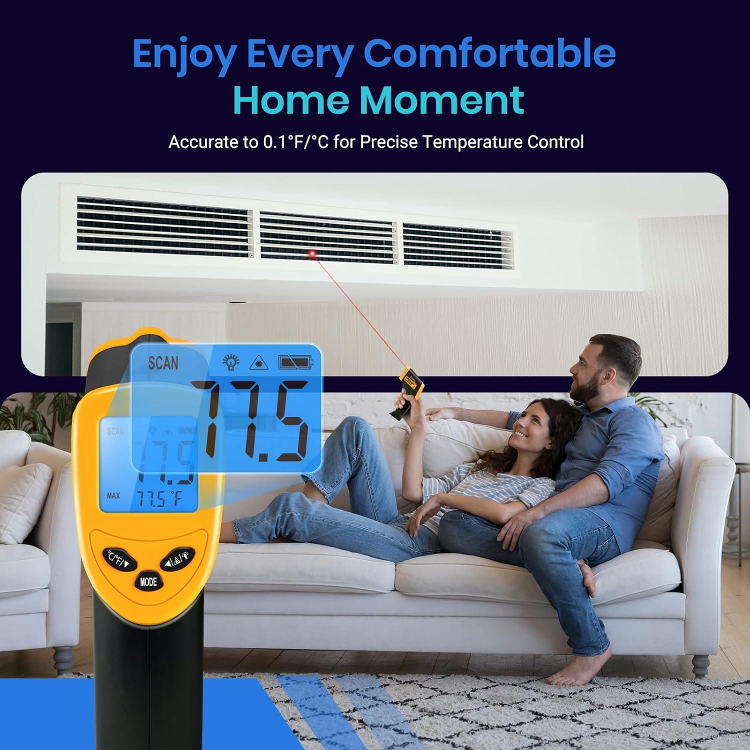 imageEtekcity Infrared Thermometer Temperature Gun 1080 58F to 1130F for Meat Food Pizza Oven Griddle Accessories Heat Gun for Cooking Kitchen Fridge ReptileBBQBlack Yellow