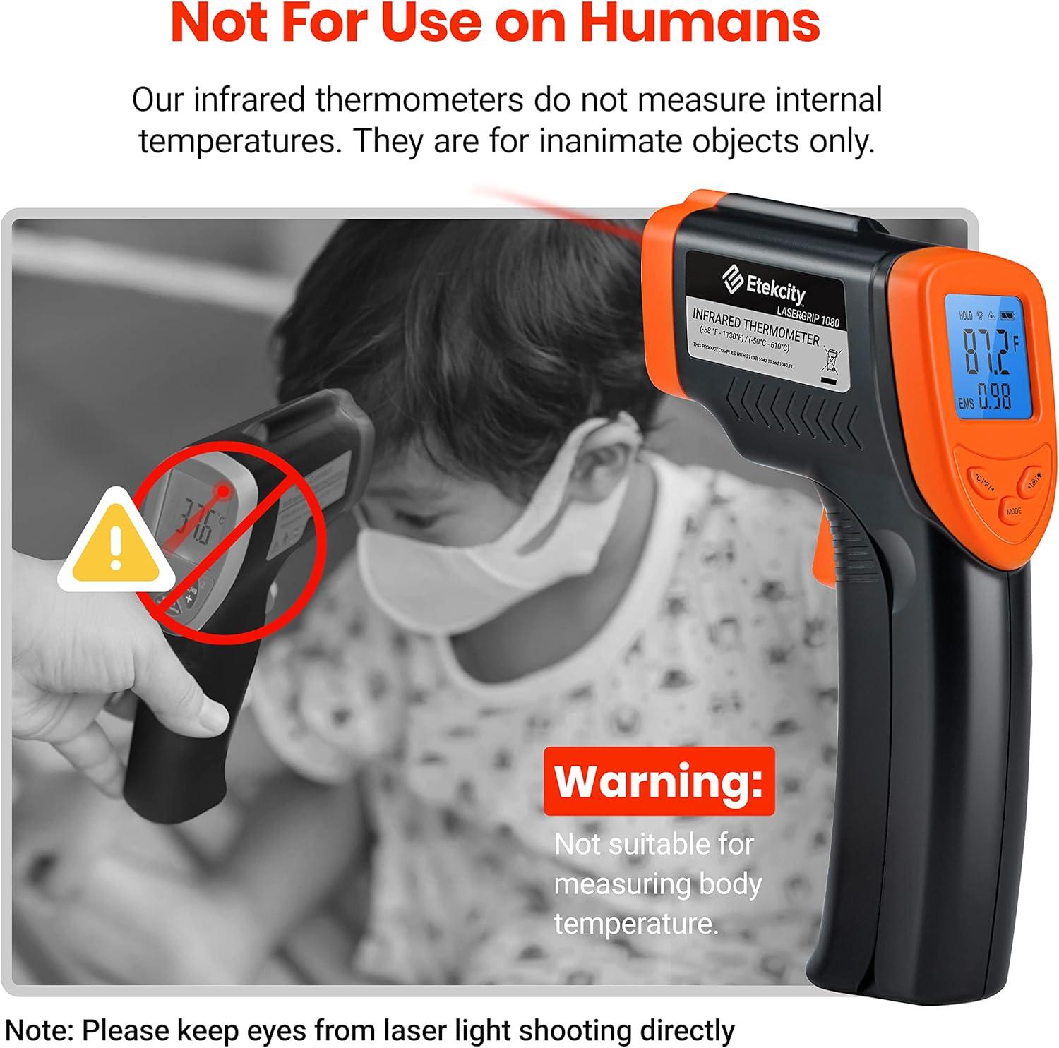 imageEtekcity Infrared Thermometer Temperature Gun 1080 58F to 1130F for Meat Food Pizza Oven Griddle Accessories Heat Gun for Cooking Kitchen Fridge ReptileBBQOrange