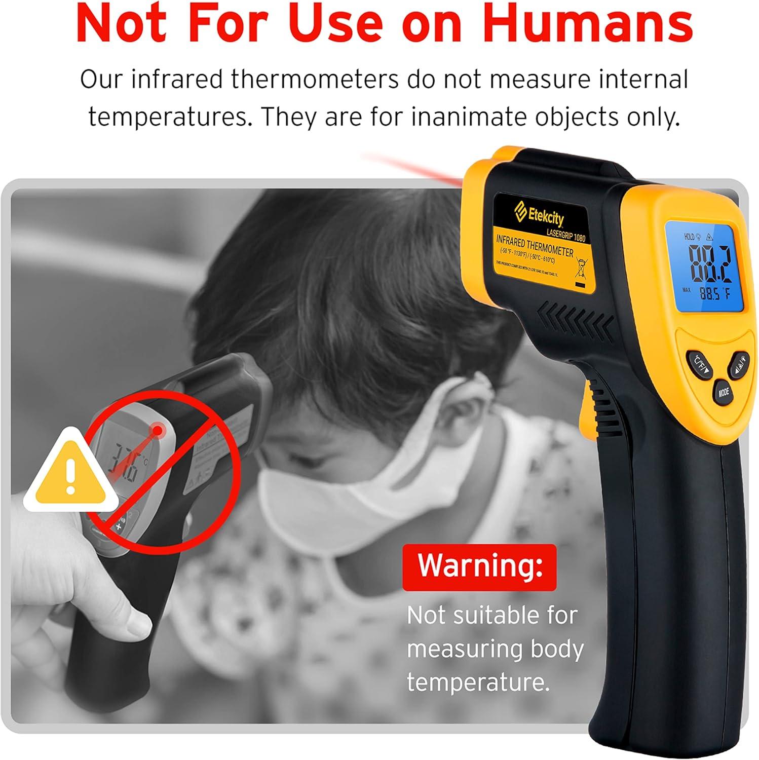 imageEtekcity Infrared Thermometer Temperature Gun 1080 58F to 1130F for Meat Food Pizza Oven Griddle Accessories Heat Gun for Cooking Kitchen Fridge ReptileBBQBlack Yellow