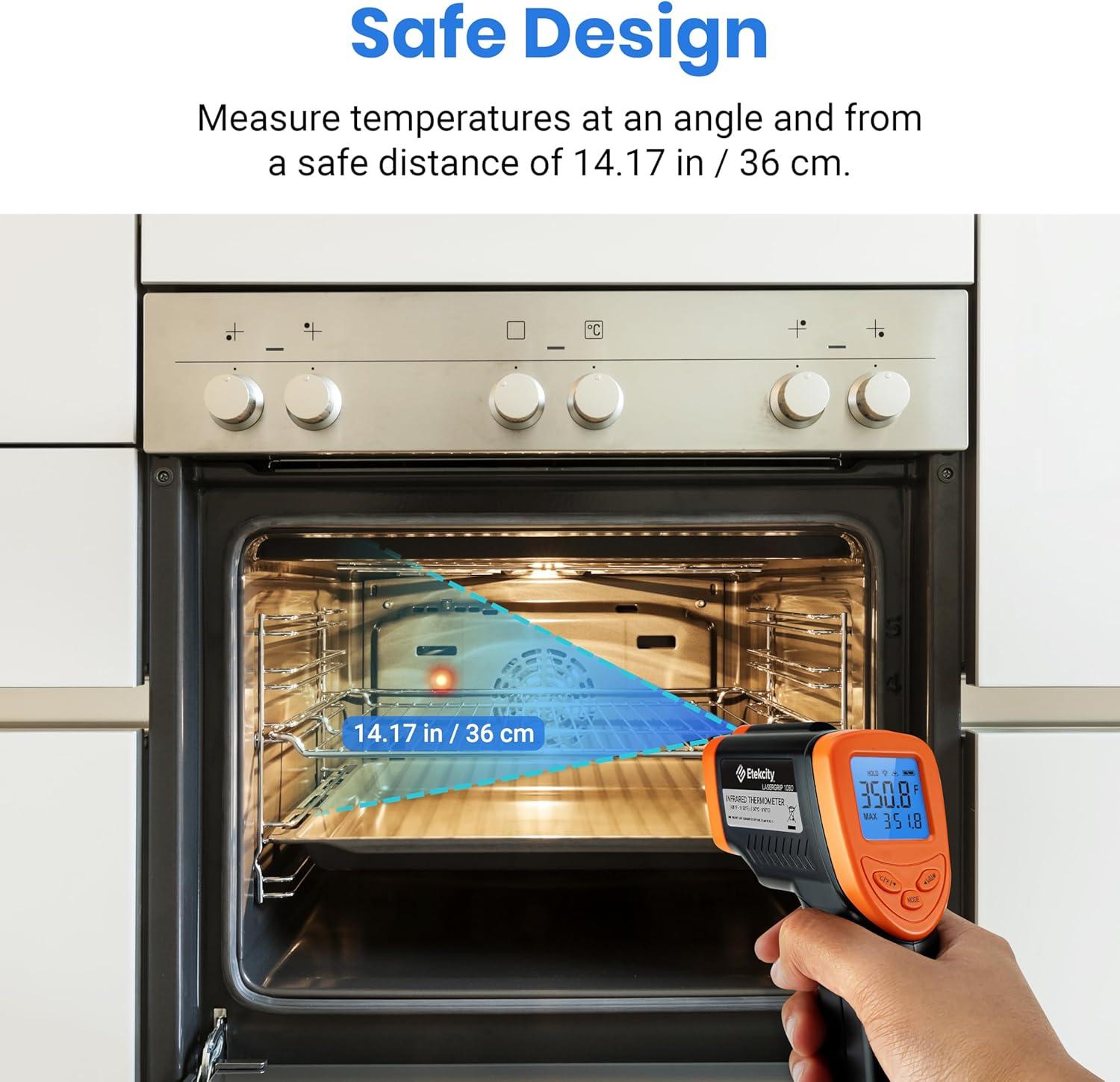 imageEtekcity Infrared Thermometer Temperature Gun 1080 58F to 1130F for Meat Food Pizza Oven Griddle Accessories Heat Gun for Cooking Kitchen Fridge ReptileBBQOrange