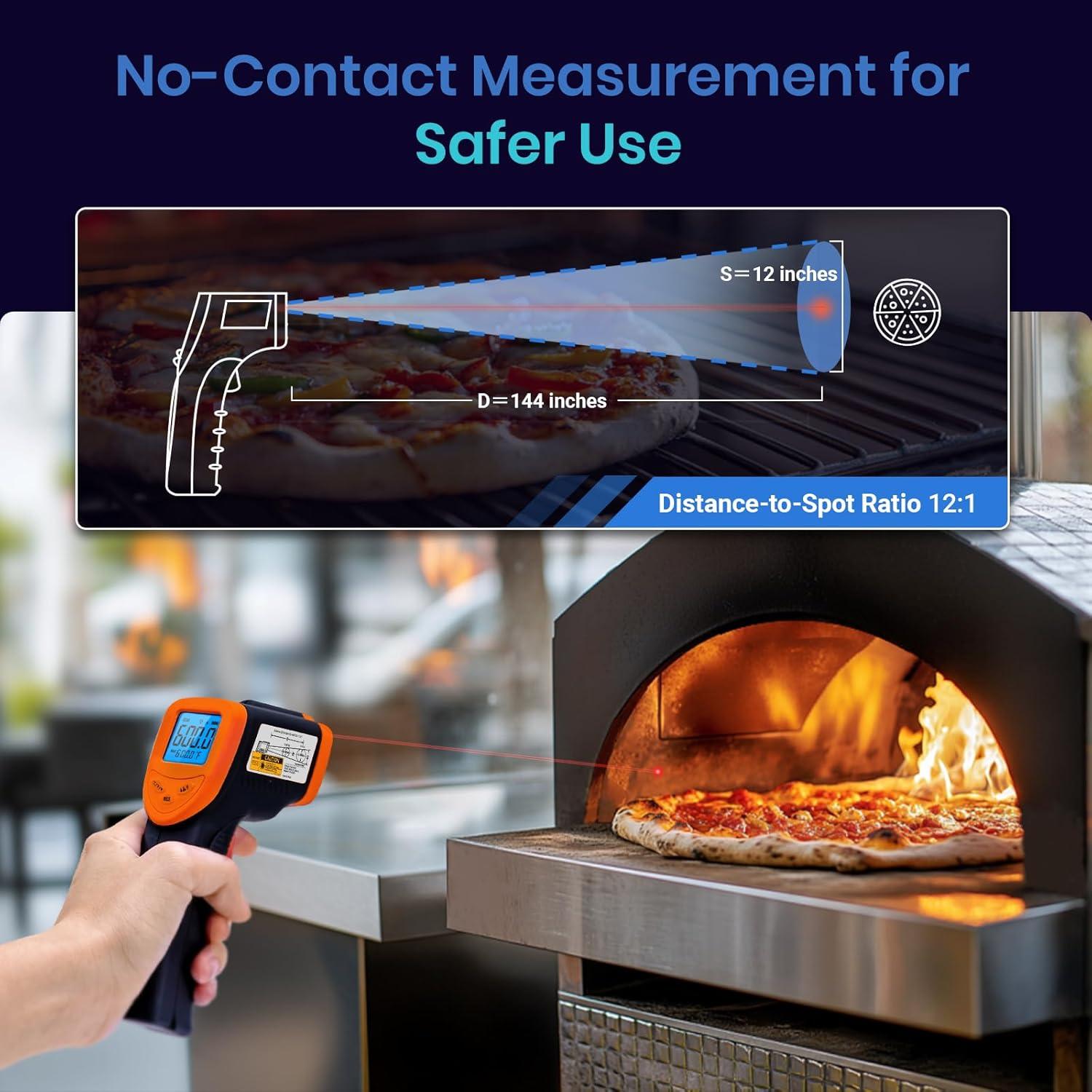 imageEtekcity Infrared Thermometer Temperature Gun 1080 58F to 1130F for Meat Food Pizza Oven Griddle Accessories Heat Gun for Cooking Kitchen Fridge ReptileBBQOrange