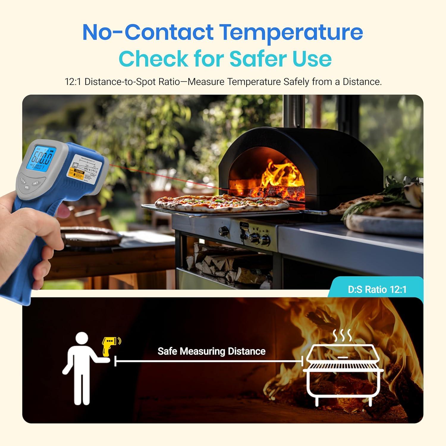 imageEtekcity Infrared Thermometer Temperature Gun 800 58 to 1382 with 161 DTS Ratio Digital Laser Temp IR Tool for Cooking Pizza Oven Griddle Fridge Engine Pool Non Contact YellowBlue