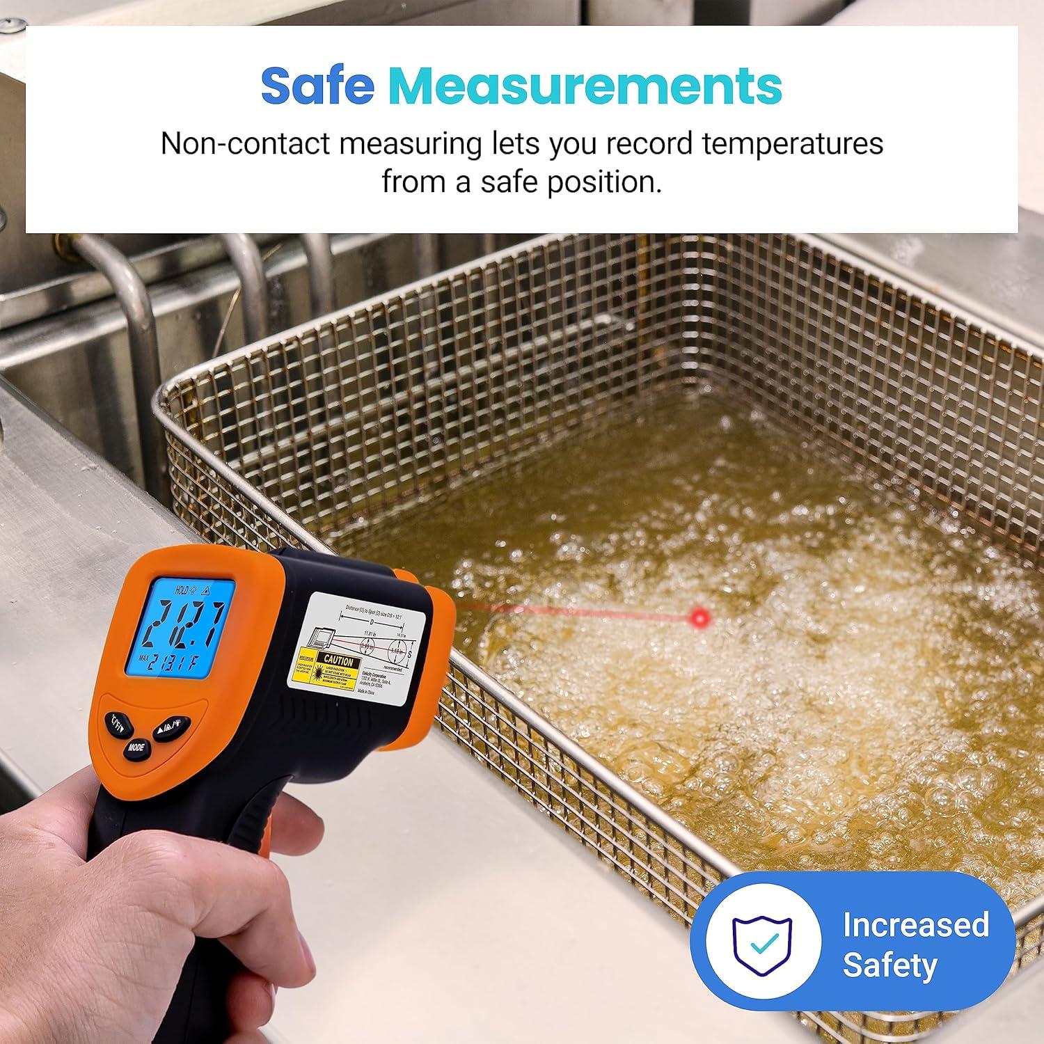 imageEtekcity Infrared Thermometer Temperature Gun 800 58 to 1382 with 161 DTS Ratio Digital Laser Temp IR Tool for Cooking Pizza Oven Griddle Fridge Engine Pool Non Contact YellowOrange