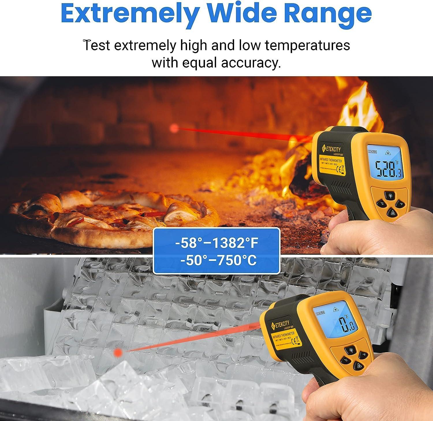 imageEtekcity Infrared Thermometer Temperature Gun 800 58 to 1382 with 161 DTS Ratio Digital Laser Temp IR Tool for Cooking Pizza Oven Griddle Fridge Engine Pool Non Contact YellowLight Yellow