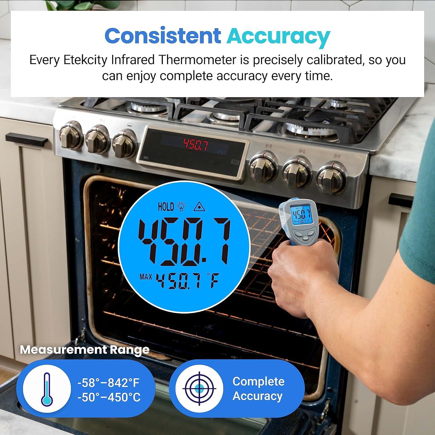imageEtekcity Infrared Thermometer Temperature Gun 800 58 to 1382 with 161 DTS Ratio Digital Laser Temp IR Tool for Cooking Pizza Oven Griddle Fridge Engine Pool Non Contact YellowBlue