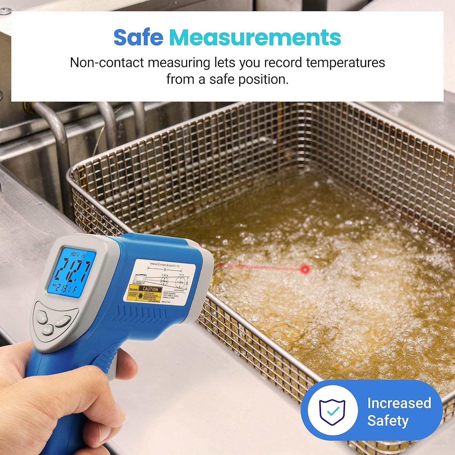 imageEtekcity Infrared Thermometer Temperature Gun 800 58 to 1382 with 161 DTS Ratio Digital Laser Temp IR Tool for Cooking Pizza Oven Griddle Fridge Engine Pool Non Contact YellowBlue