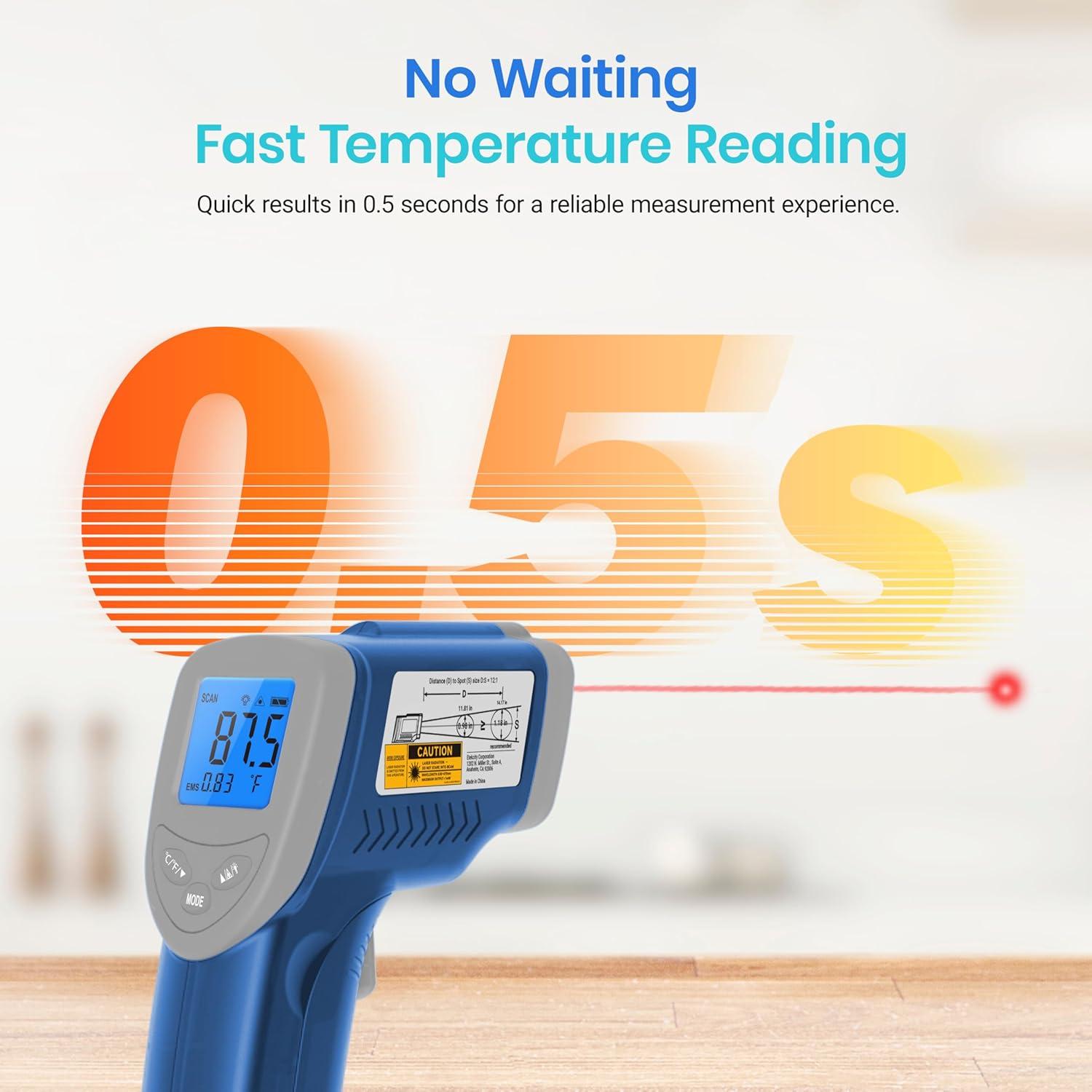 imageEtekcity Infrared Thermometer Temperature Gun 800 58 to 1382 with 161 DTS Ratio Digital Laser Temp IR Tool for Cooking Pizza Oven Griddle Fridge Engine Pool Non Contact YellowBlue