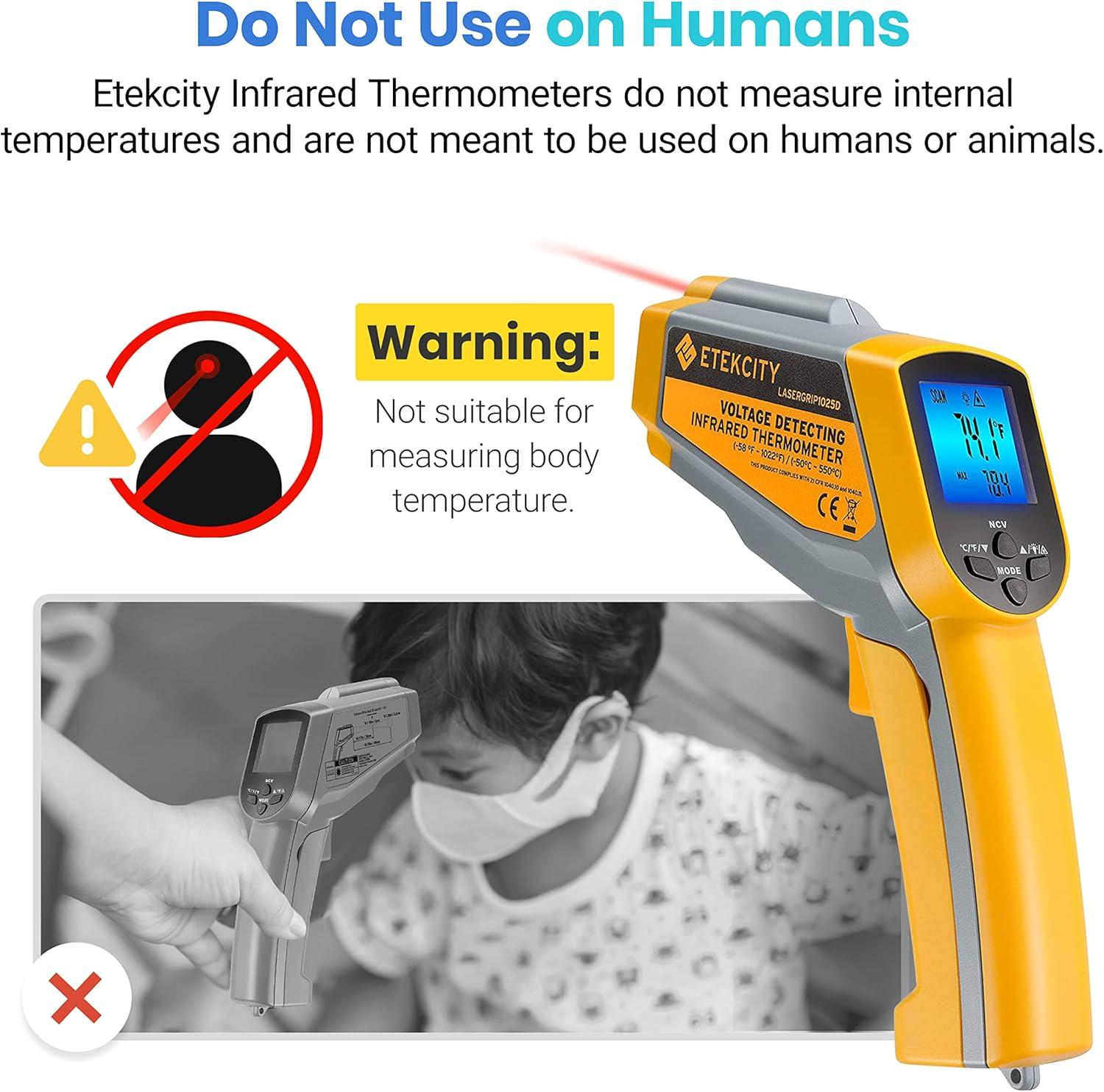 imageEtekcity Infrared Thermometer Temperature Gun 800 58 to 1382 with 161 DTS Ratio Digital Laser Temp IR Tool for Cooking Pizza Oven Griddle Fridge Engine Pool Non Contact YellowYellow