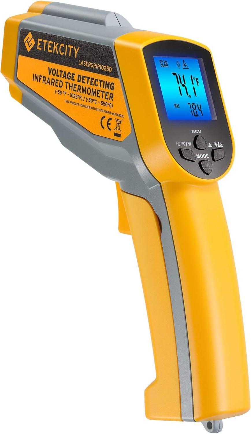 imageEtekcity Infrared Thermometer Temperature Gun 800 58 to 1382 with 161 DTS Ratio Digital Laser Temp IR Tool for Cooking Pizza Oven Griddle Fridge Engine Pool Non Contact YellowYellow
