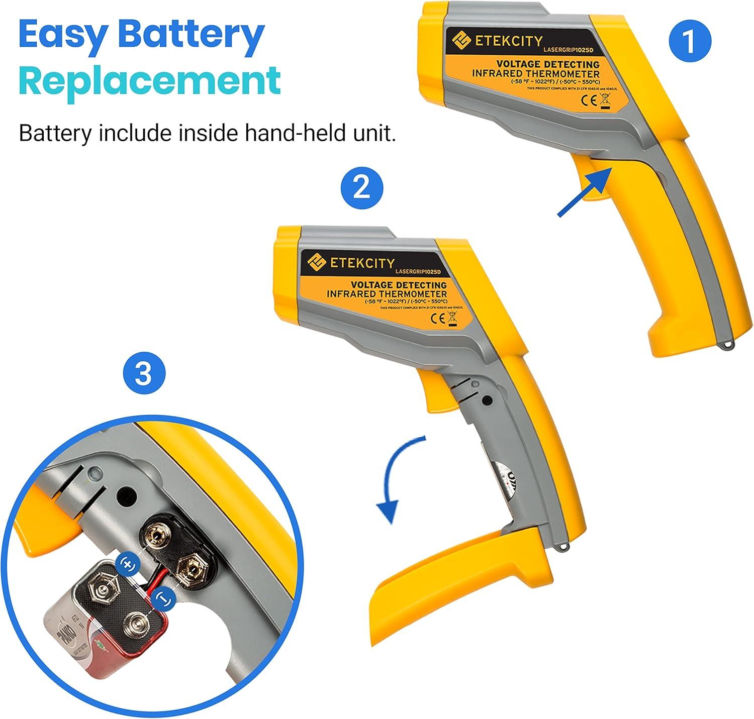 imageEtekcity Infrared Thermometer Temperature Gun 800 58 to 1382 with 161 DTS Ratio Digital Laser Temp IR Tool for Cooking Pizza Oven Griddle Fridge Engine Pool Non Contact YellowYellow