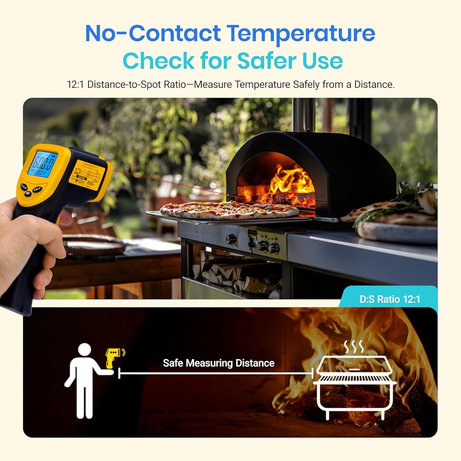 imageEtekcity Infrared Thermometer Temperature Gun 800 58 to 1382 with 161 DTS Ratio Digital Laser Temp IR Tool for Cooking Pizza Oven Griddle Fridge Engine Pool Non Contact YellowYellow