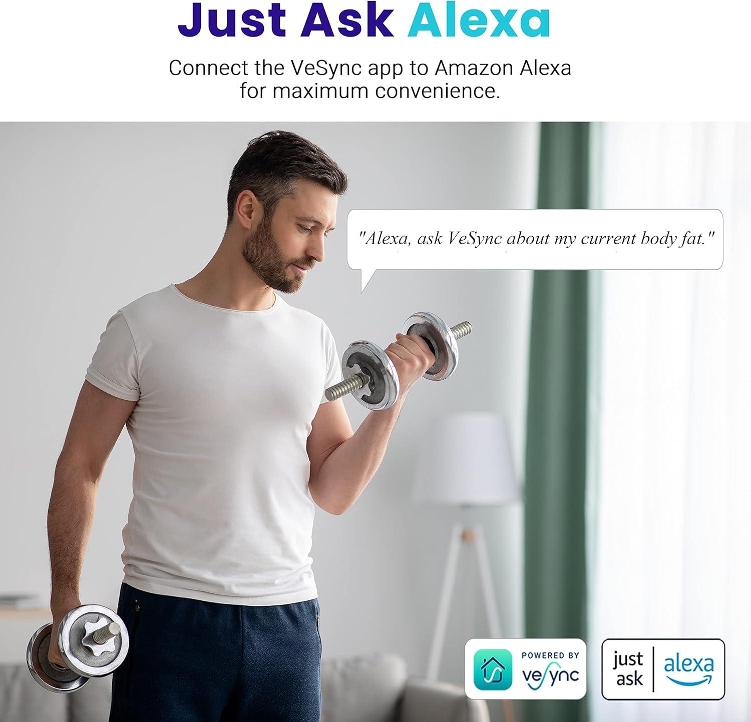 imageEtekcity Smart Scale for Body Weight Bathroom Digital Weighing Scale with BMI Body Fat Muscle Mass Accurate Bluetooth Home User Health Equipment Sync AppsSmaller Black