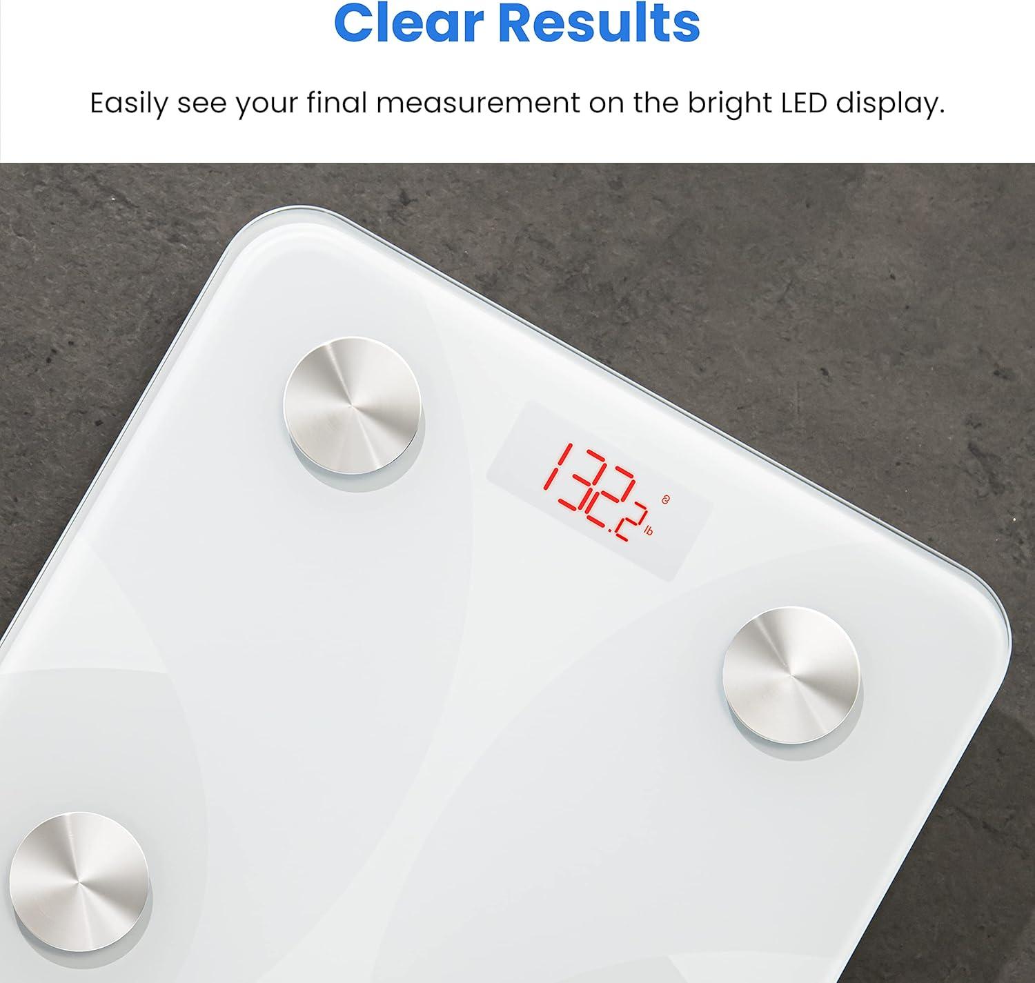 imageEtekcity Smart Scale for Body Weight Bathroom Digital Weighing Scale with BMI Body Fat Muscle Mass Accurate Bluetooth Home User Health Equipment Sync AppsWhite