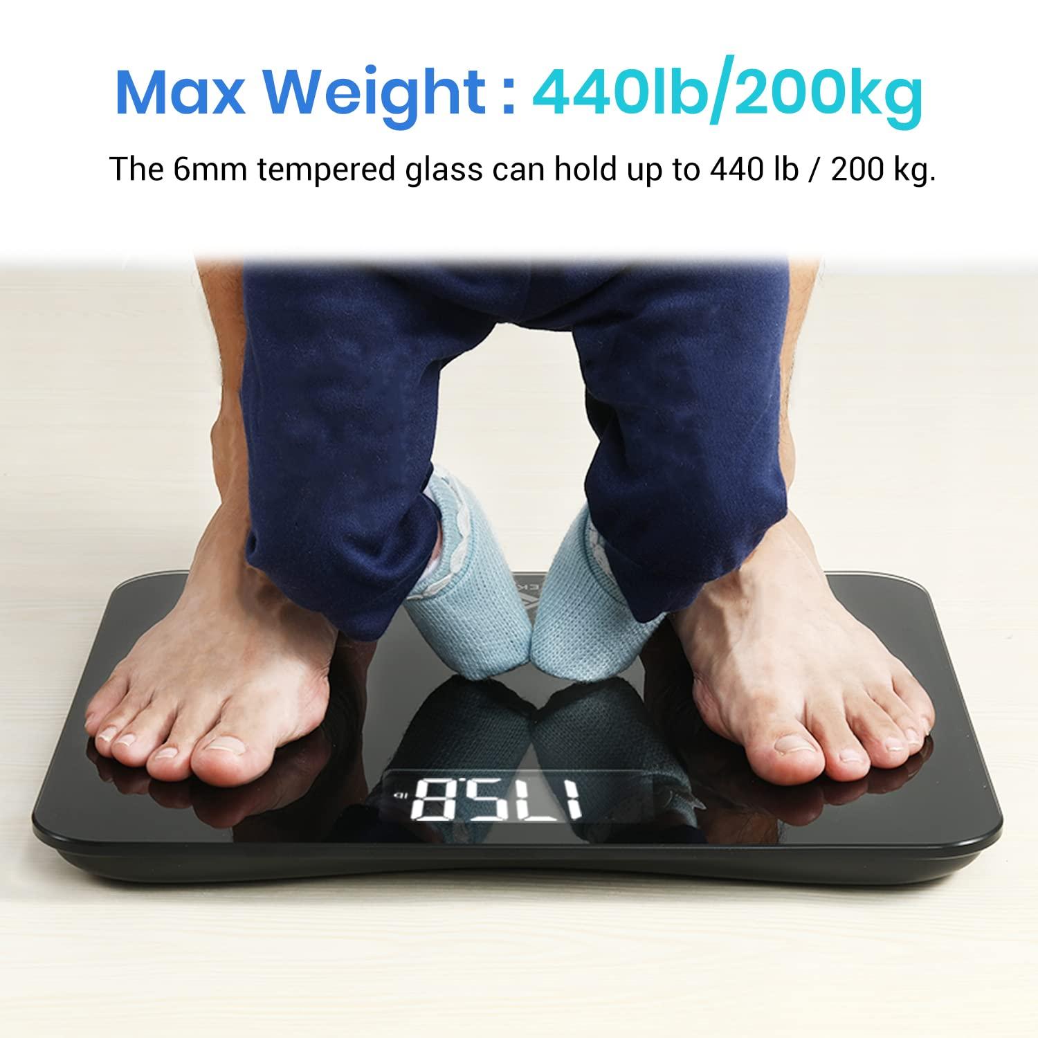 imageEtekcity Smart Scale for Body Weight Fat Digital Bathroom Weighing Machine for Accurate BMI Muscle Mass Composition Home Use Apple Health Compatible Fitness EquipmentBlackLarger