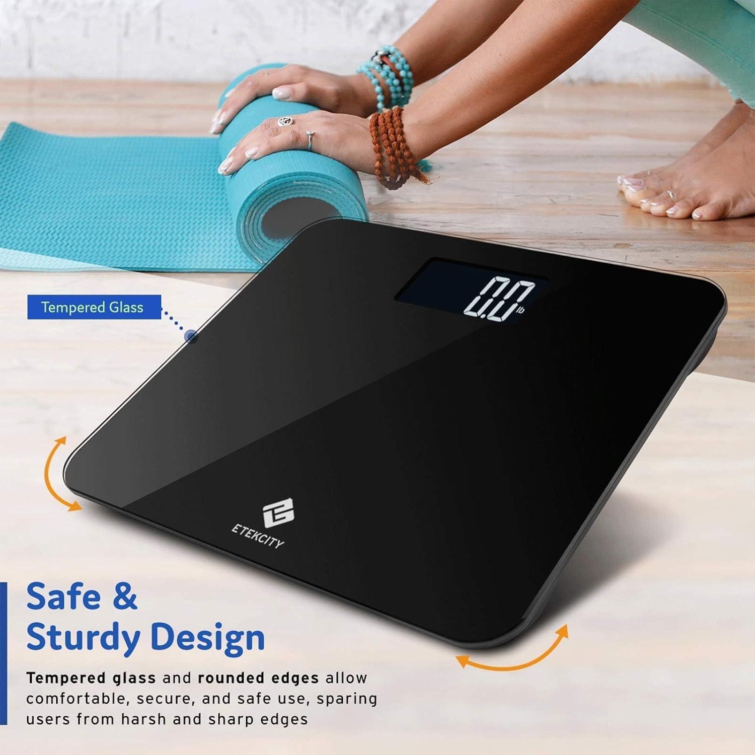 imageEtekcity Smart Scale for Body Weight Fat Digital Bathroom Weighing Machine for Accurate BMI Muscle Mass Composition Home Use Apple Health Compatible Fitness EquipmentBlackLarger