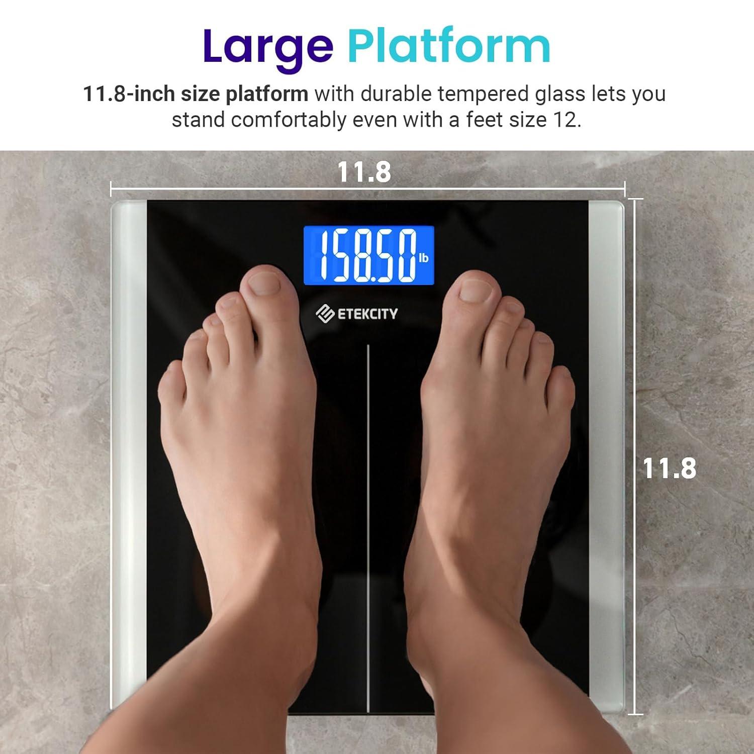 imageEtekcity Smart Scale for Body Weight Fat Digital Bathroom Weighing Machine for Accurate BMI Muscle Mass Composition Home Use Apple Health Compatible Fitness EquipmentBlack