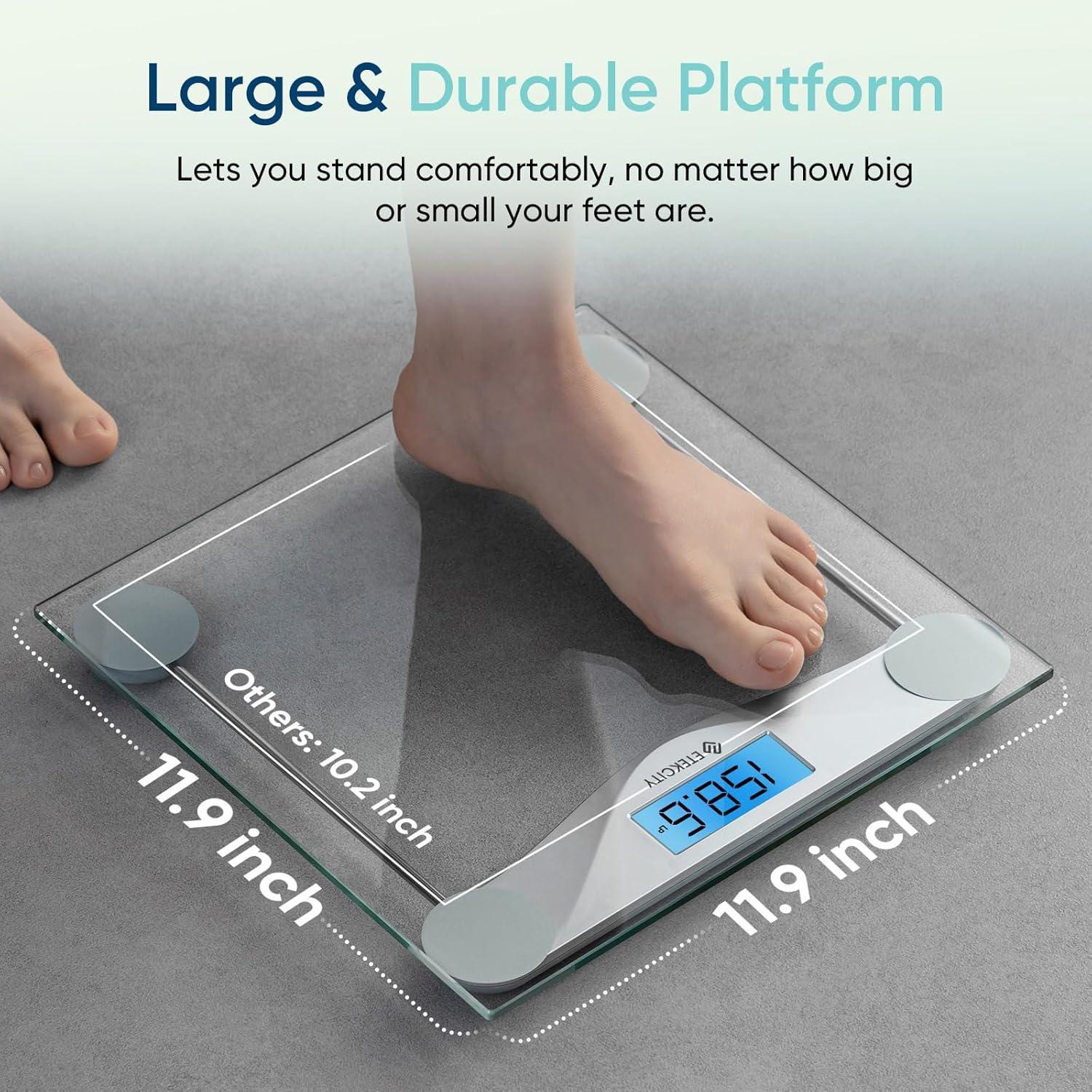imageEtekcity Smart Scale for Body Weight Fat Digital Bathroom Weighing Machine for Accurate BMI Muscle Mass Composition Home Use Apple Health Compatible Fitness EquipmentBlinding Silver