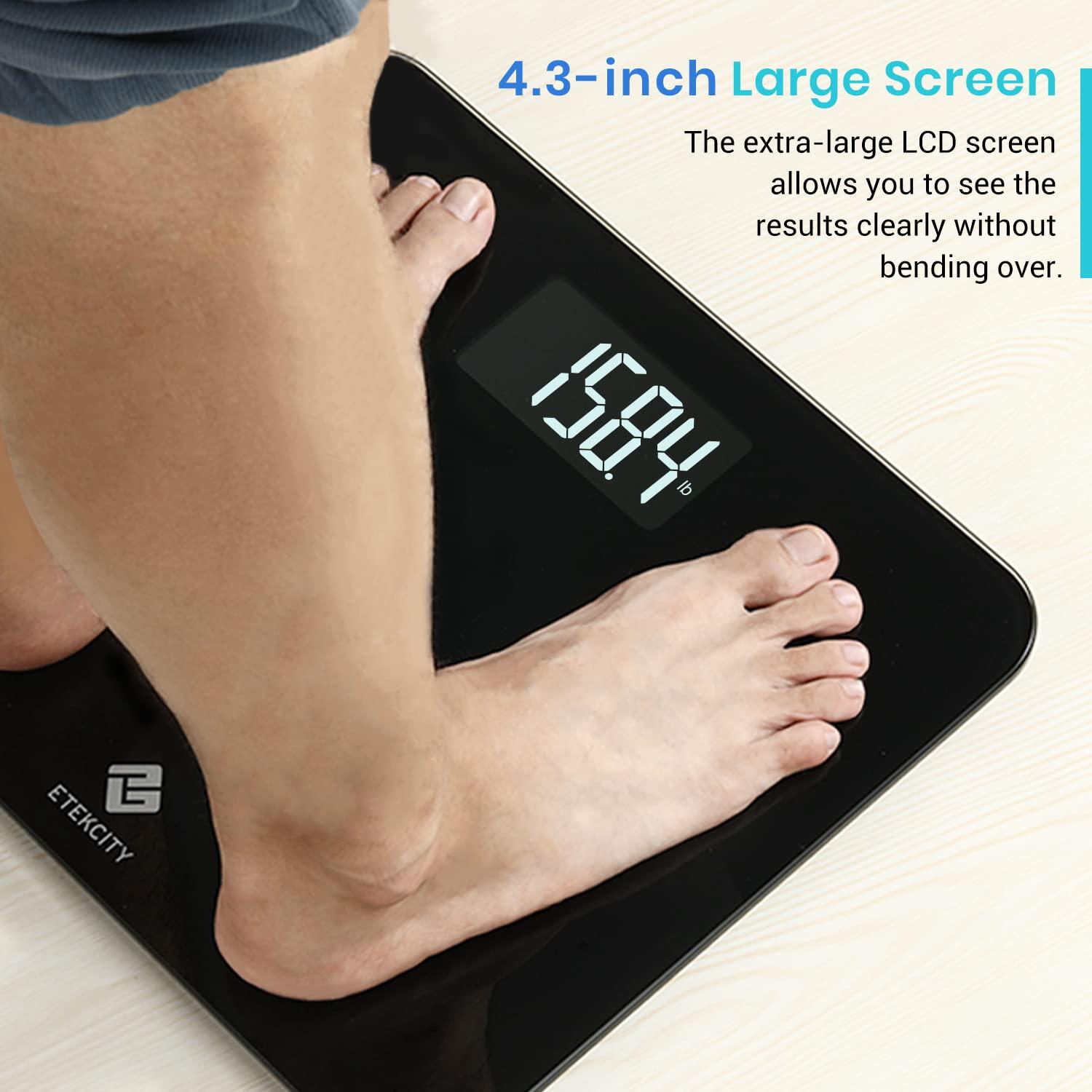 imageEtekcity Smart Scale for Body Weight Fat Digital Bathroom Weighing Machine for Accurate BMI Muscle Mass Composition Home Use Apple Health Compatible Fitness EquipmentBlackLarger